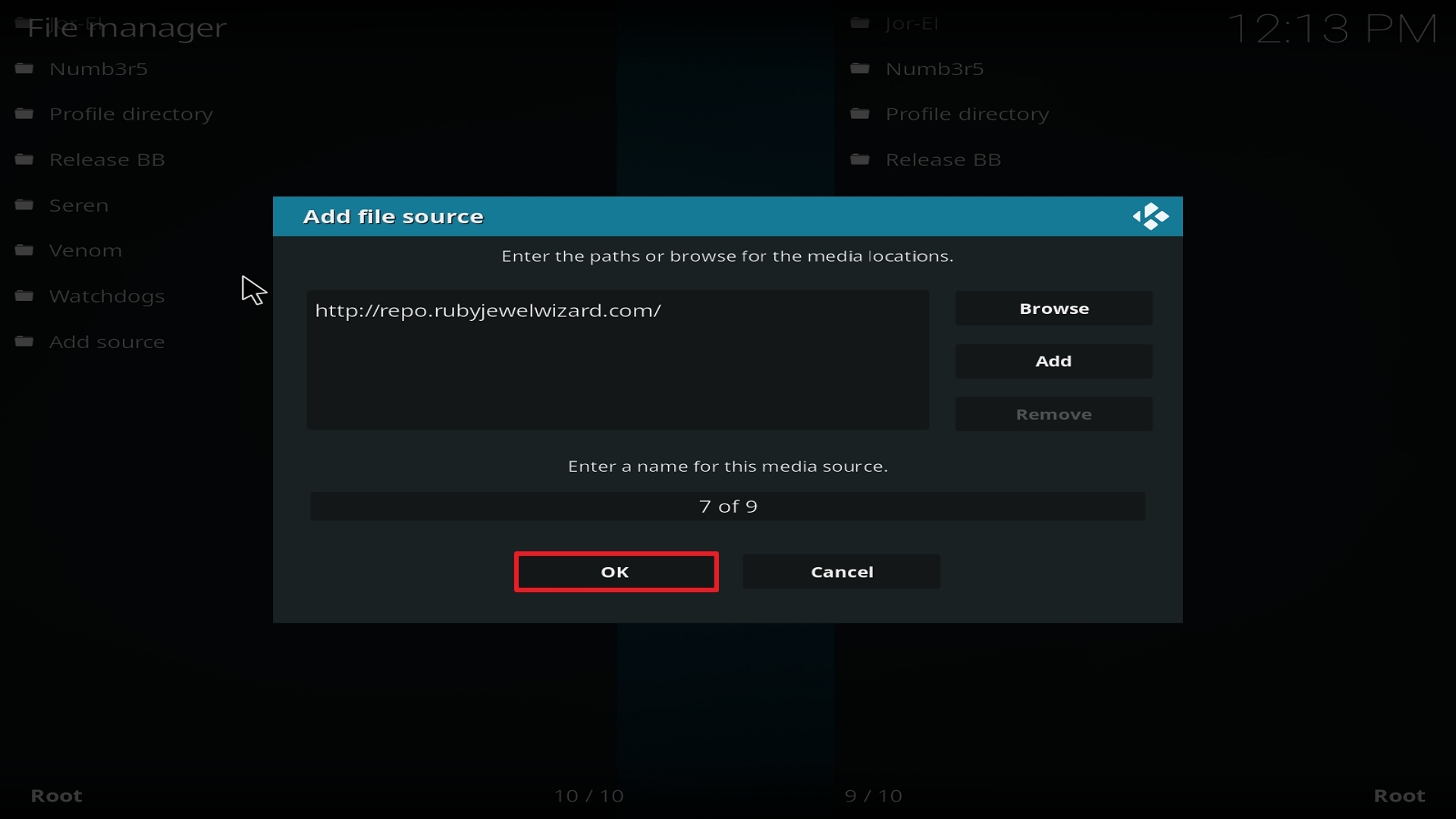 Step 14 Installing 7 of 9 on Kodi