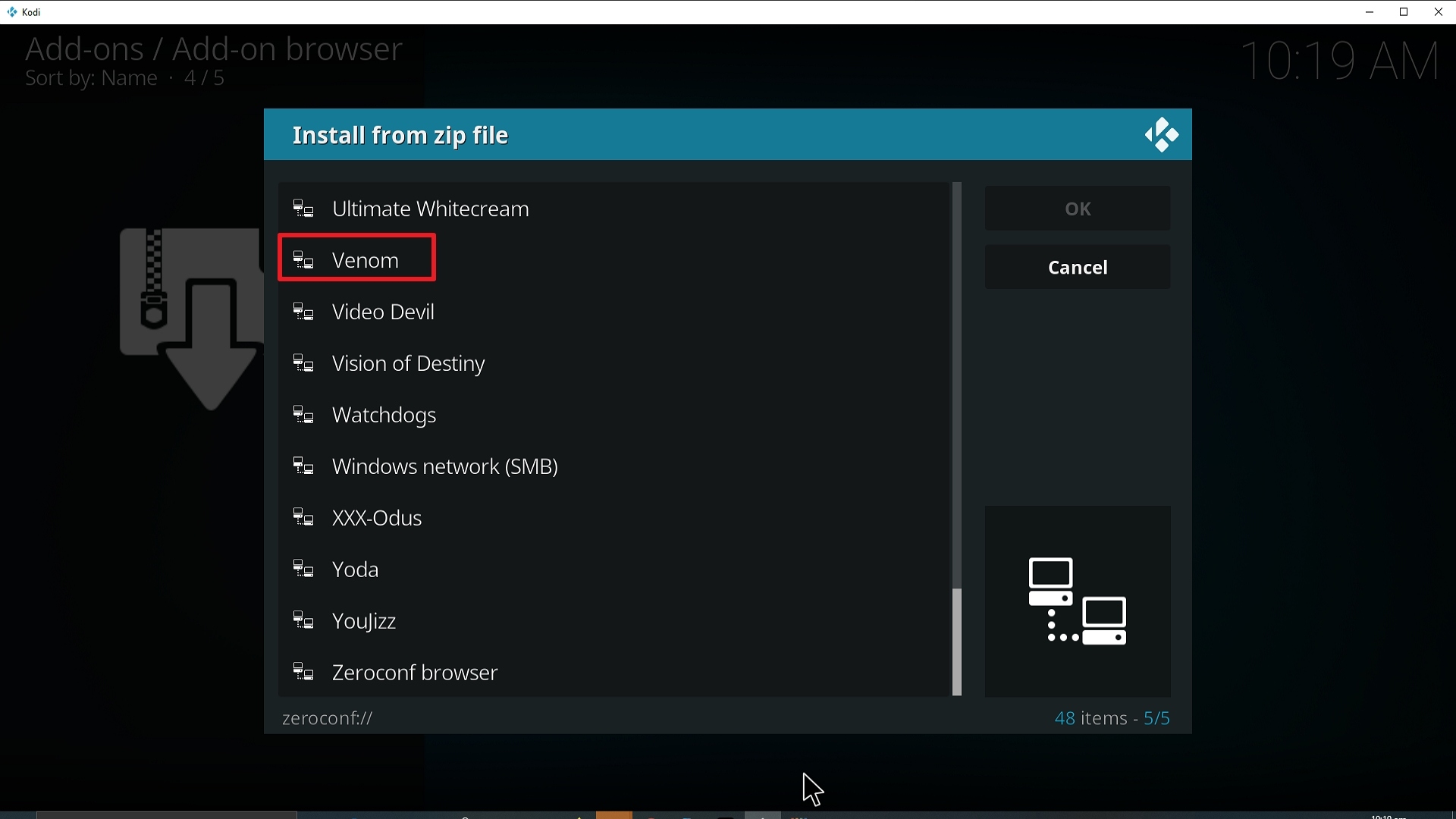 Step 17 Installing Venom Kodi addon on Kodi