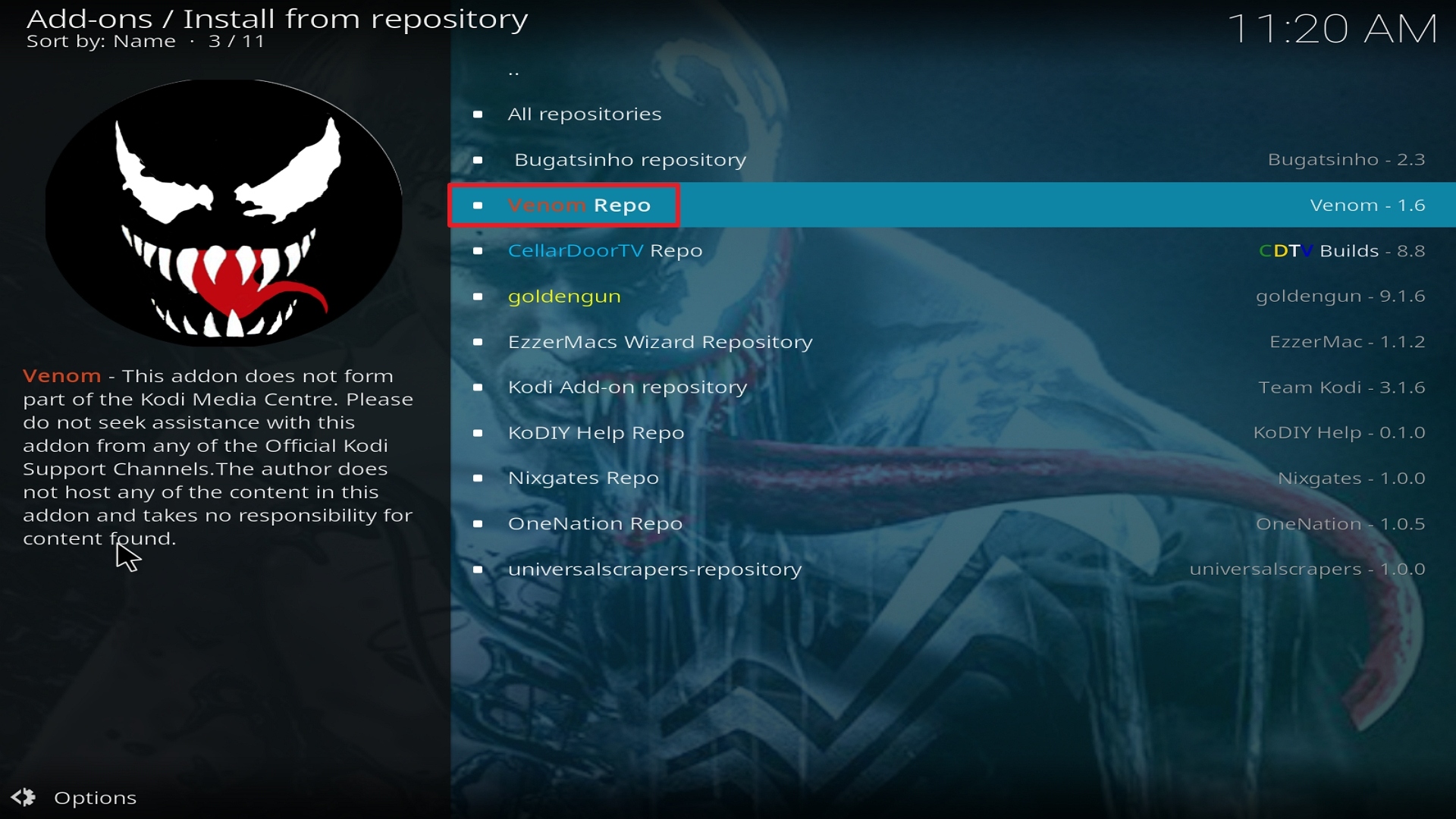 Step 20 Installing Venom on Kodi