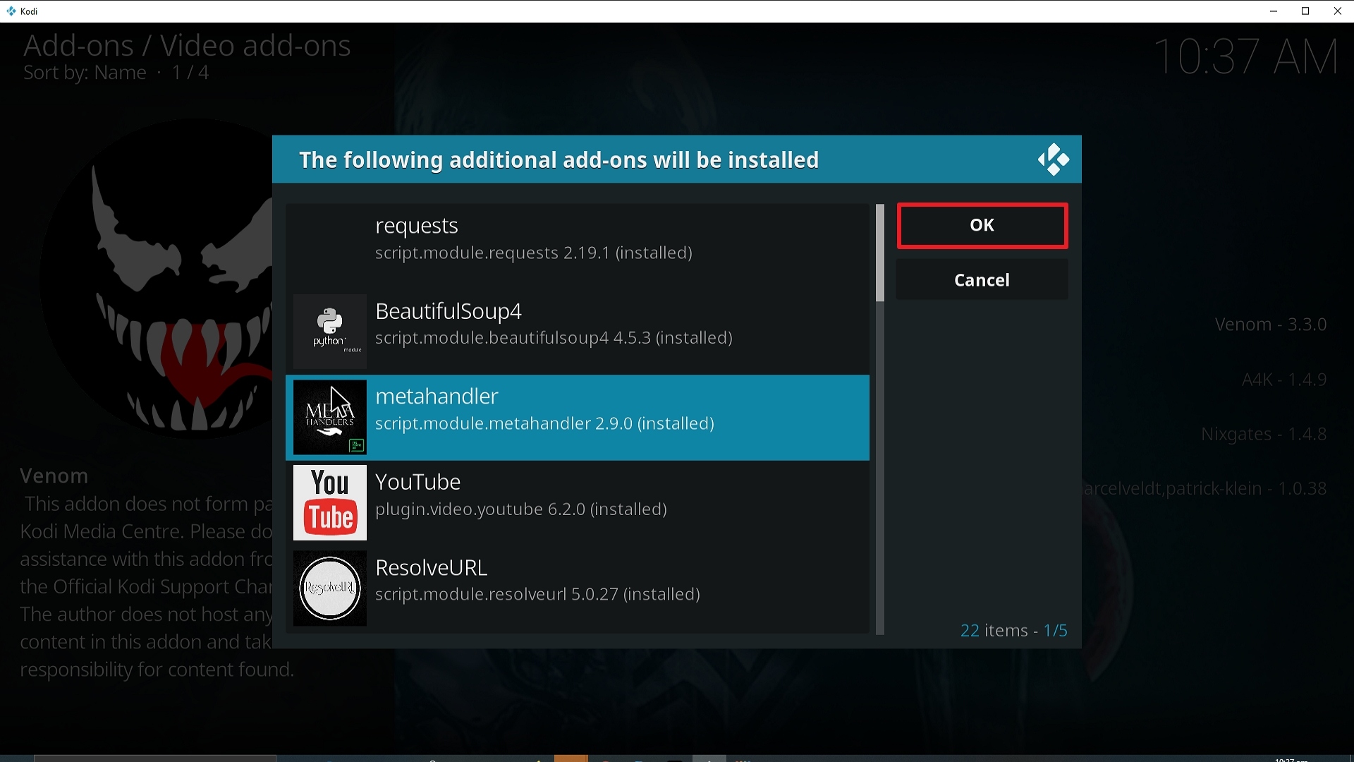 Step 24 Installing Venom Kodi addon on Kodi