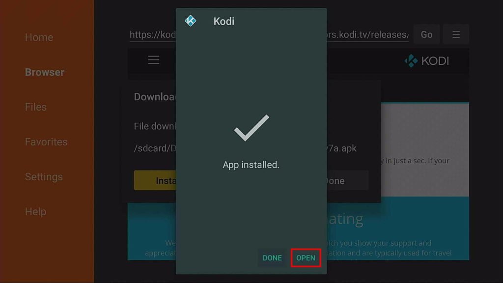 click open firestick - kodi install on firestick