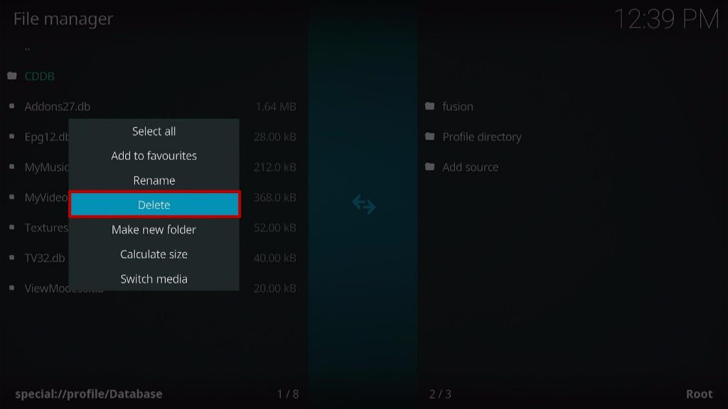 Step 6 Clear Database On Kodi