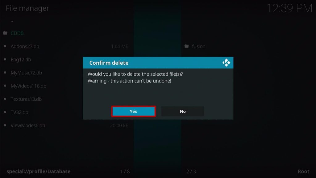 Step 7 Clear Database On Kodi
