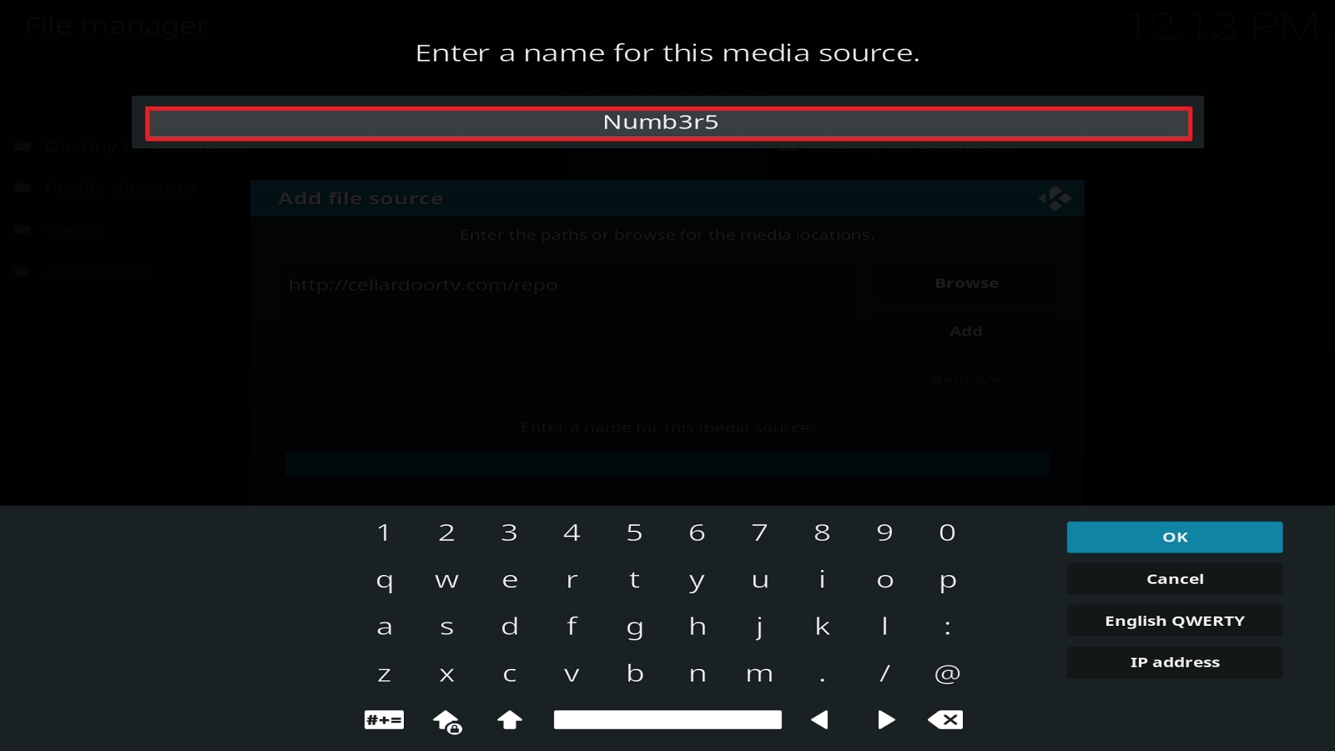 Step 12 Installing Numb3r5 on Kodi