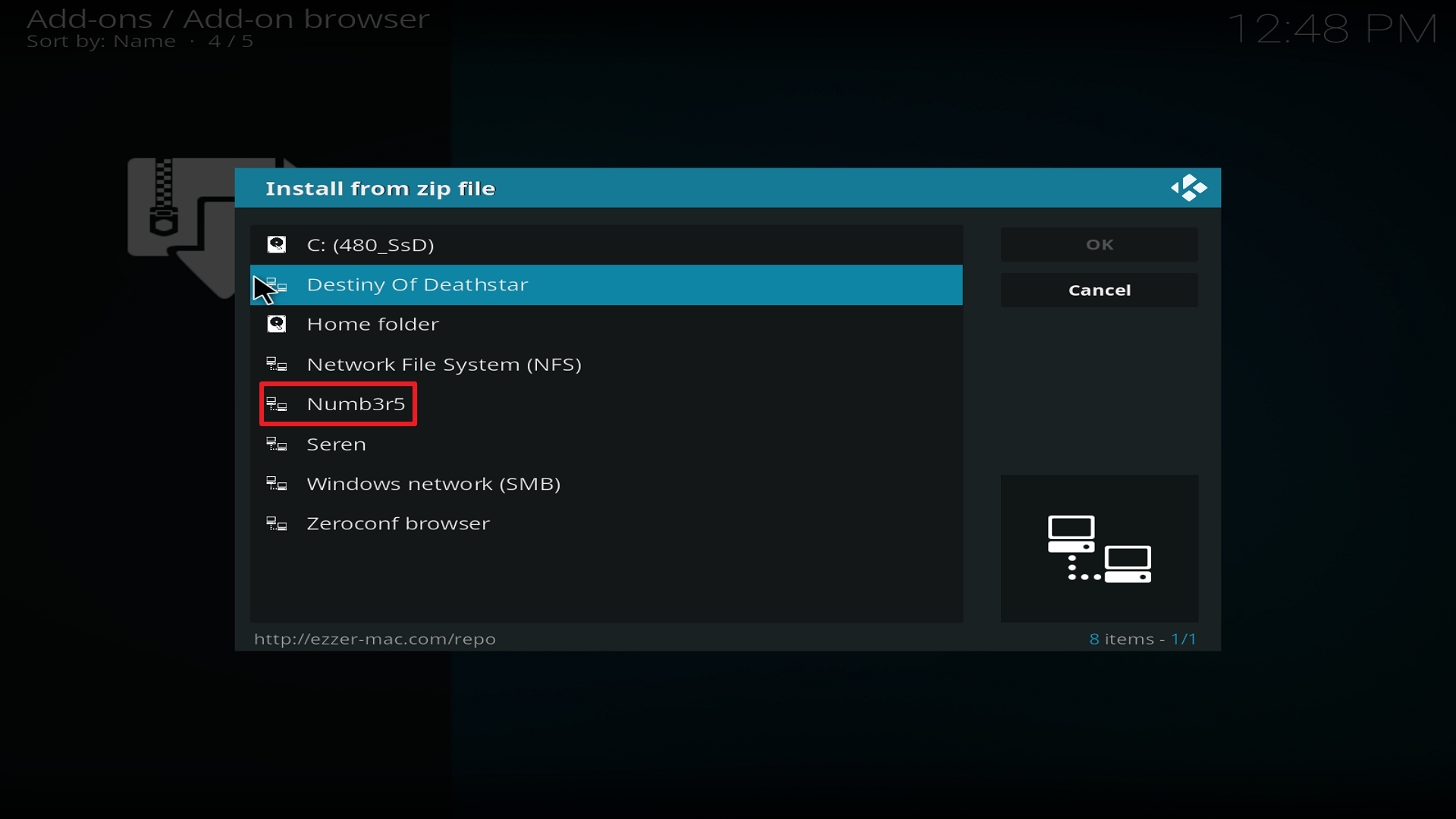 Step 1 Installing Numb3r5 on Kodi