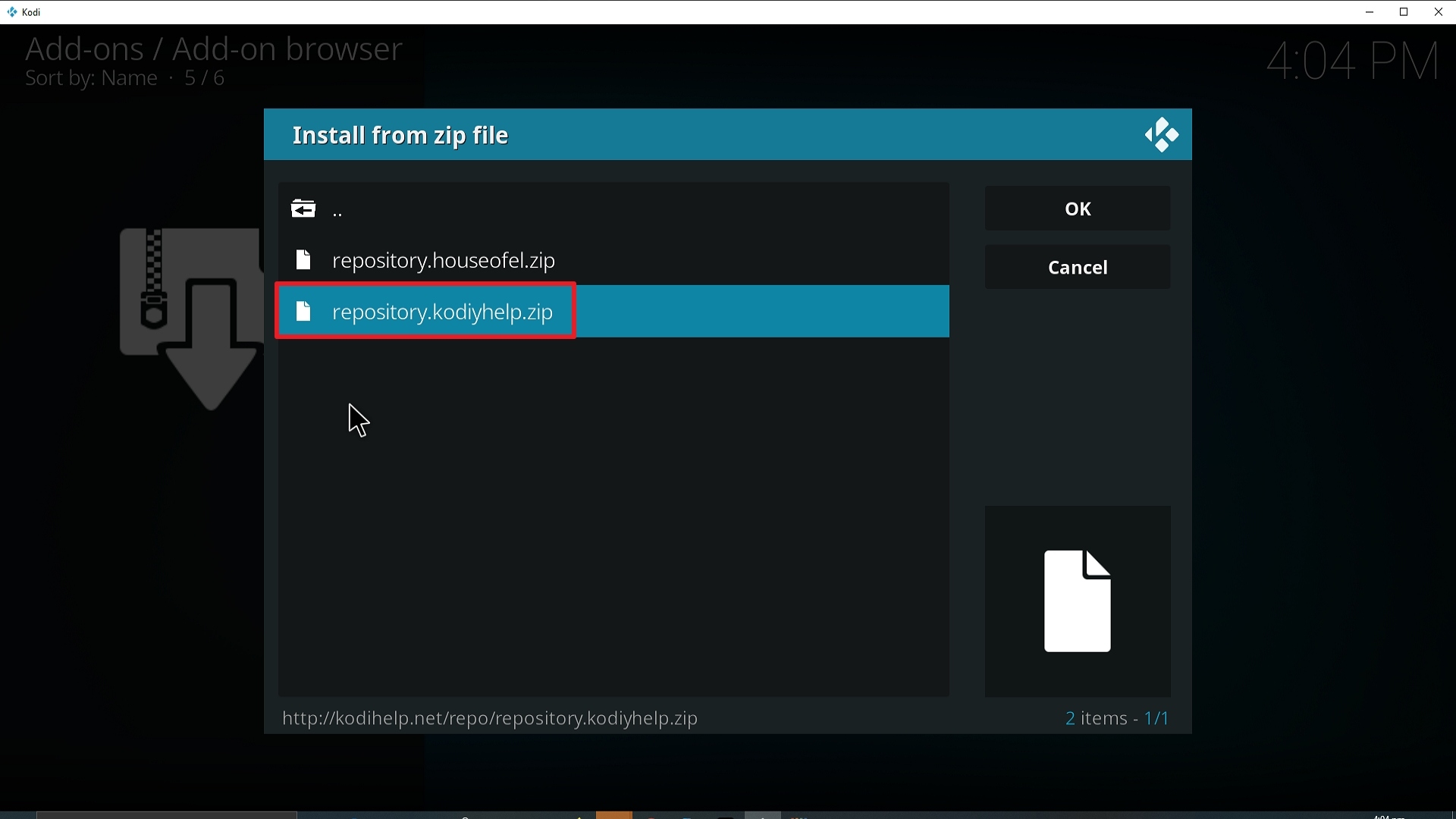Step 18 Installing Jor-El on Kodi