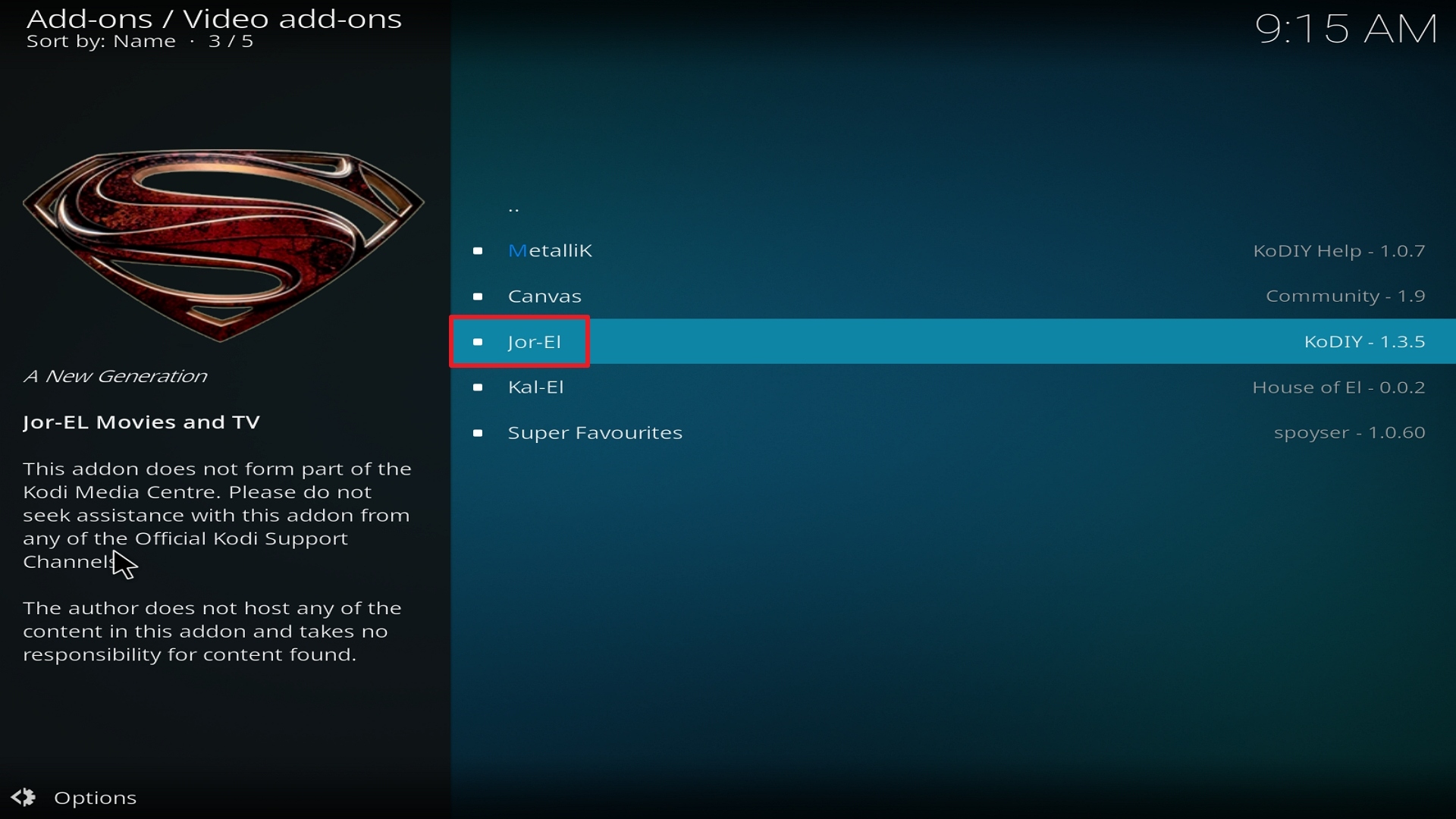 Step 22 Installing Jor-El on Kodi