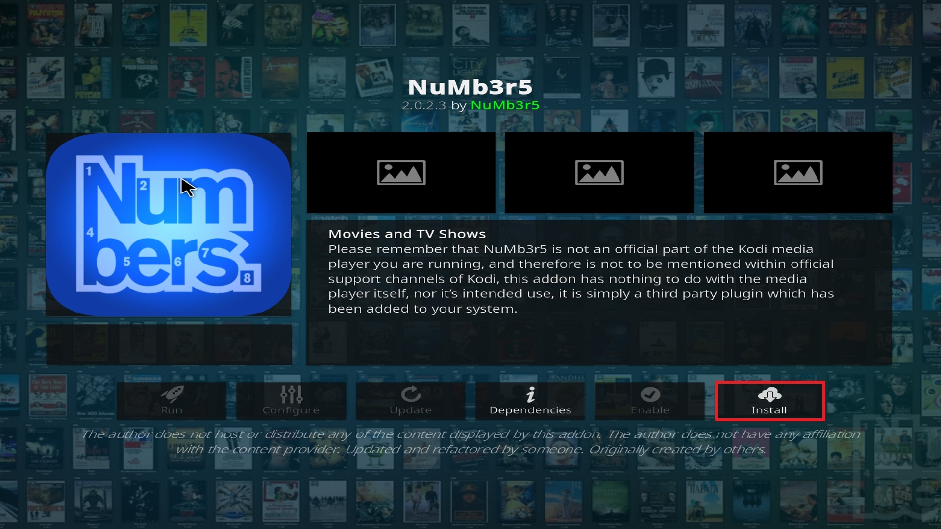 Step 23 Installing Numb3r5 on Kodi