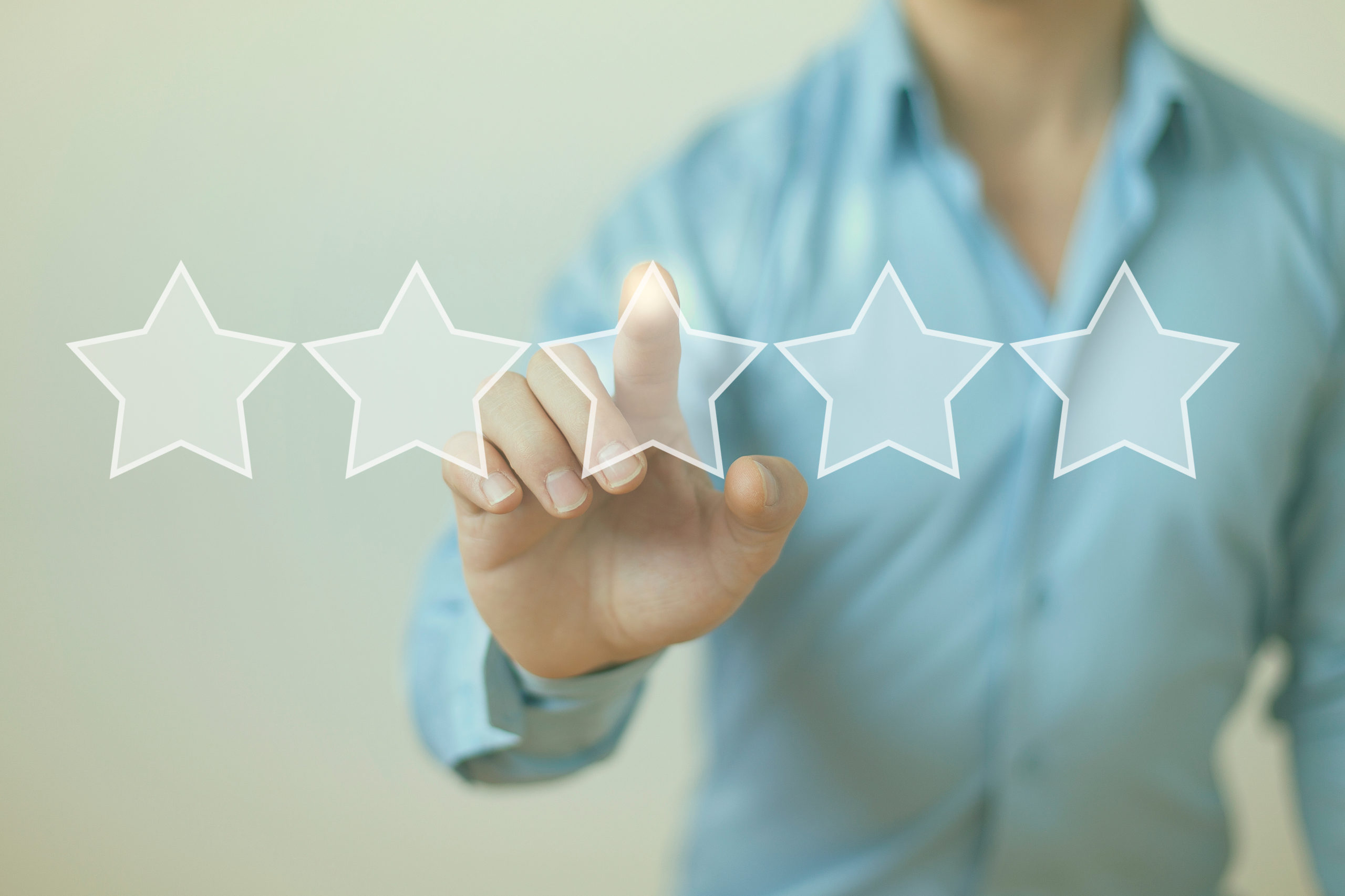 Rating review evaluation feedback concept five stars