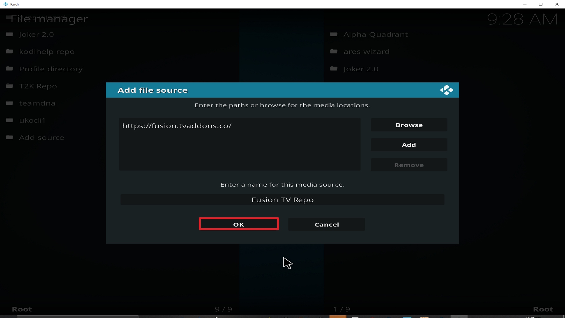 Step 14 Installing fusion addon on Kodi