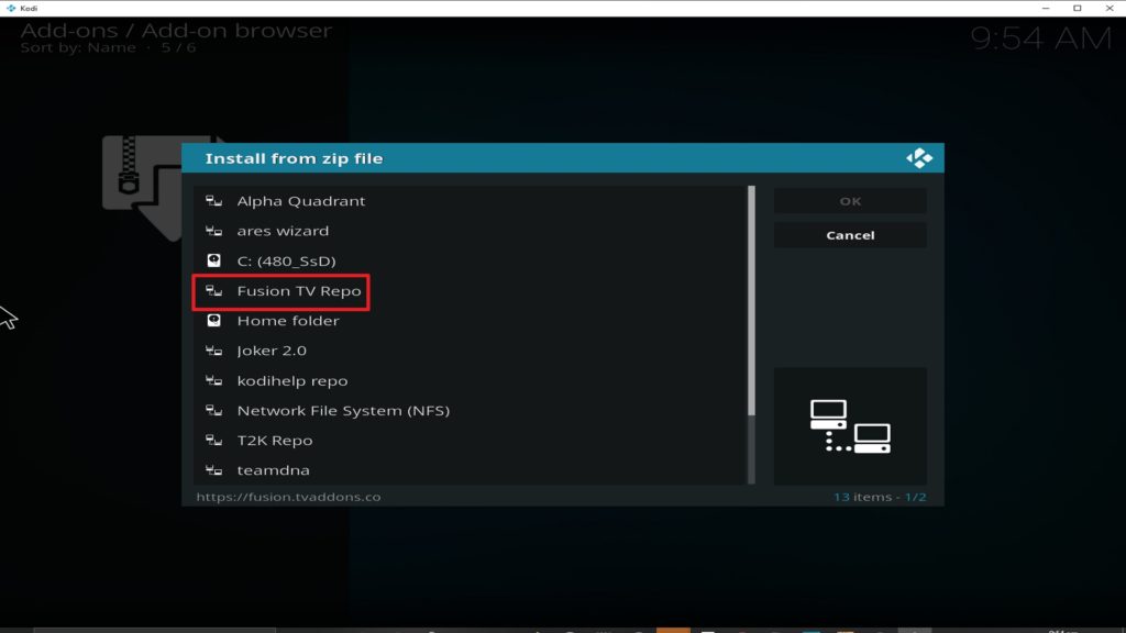 Step 17 Installing fusion addon on Kodi