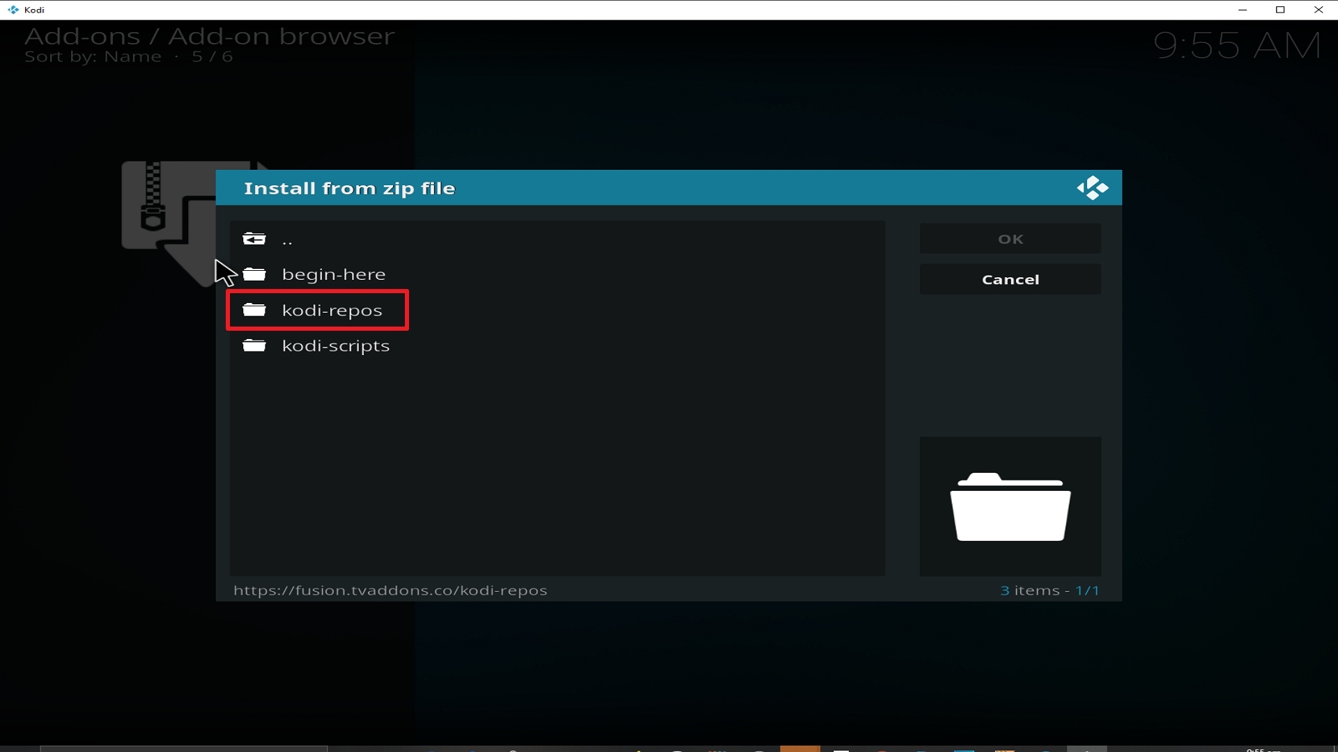 Step 18 Installing fusion addon on Kodi