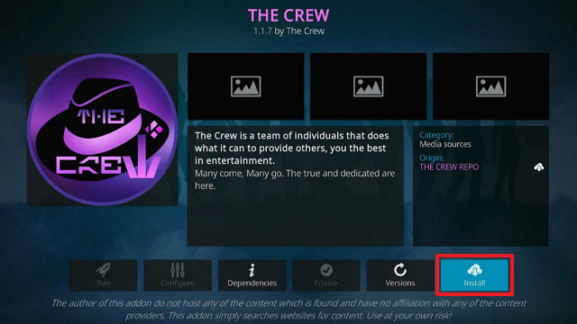 Install The Crew Addon on Kodi