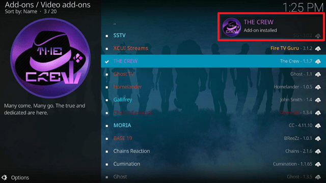 Install The Crew Addon on Kodi