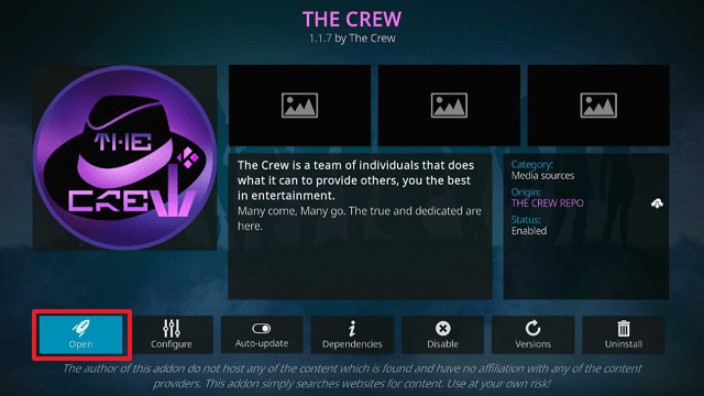 Install The Crew Addon on Kodi