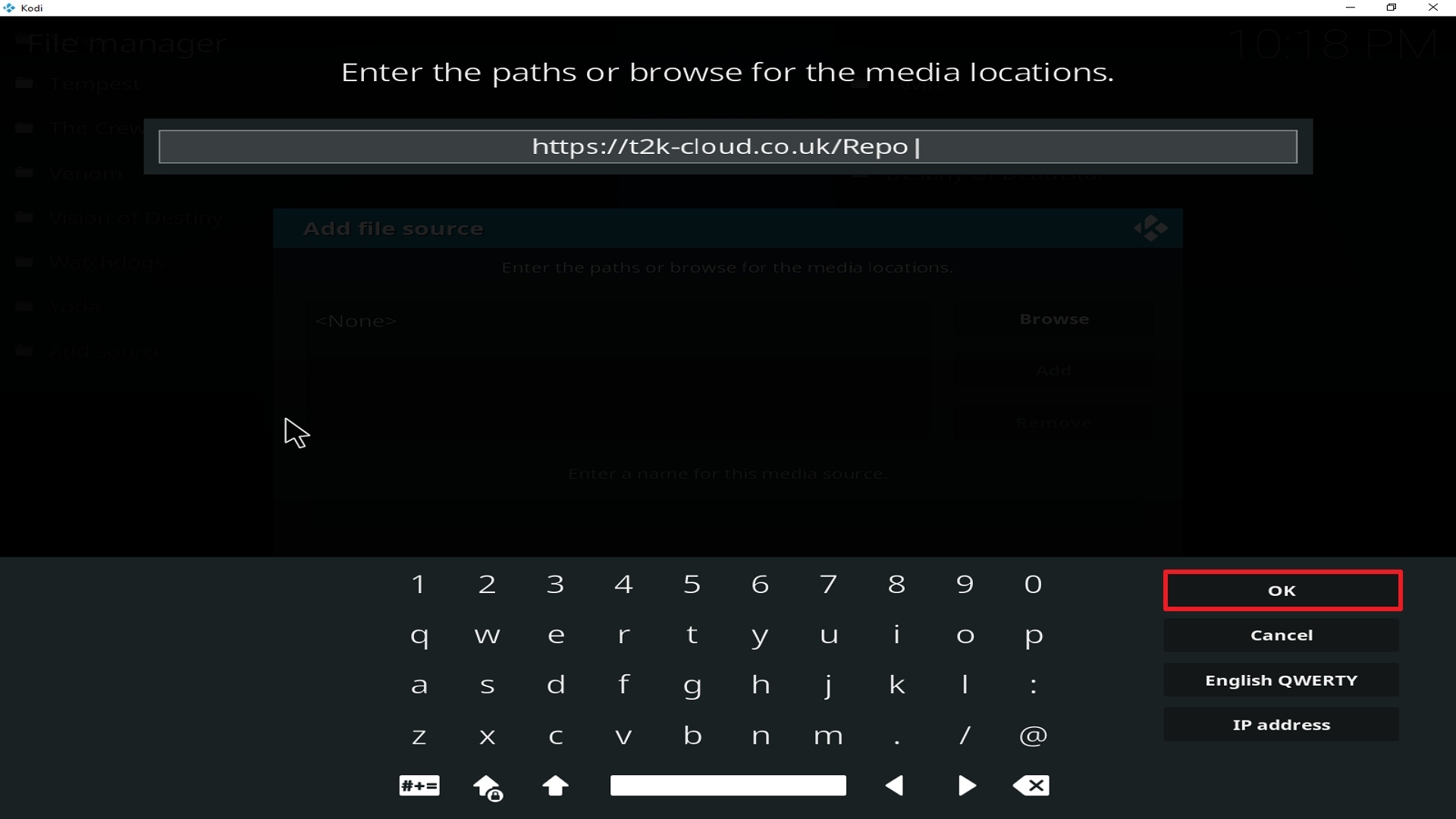 Step 10 Installing IT addon on Kodi
