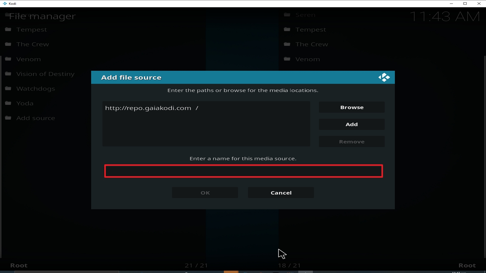 Step 11 Installing Gaia addon on Kodi