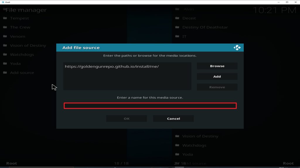 Step 11 Installing Odin addon on Kodi