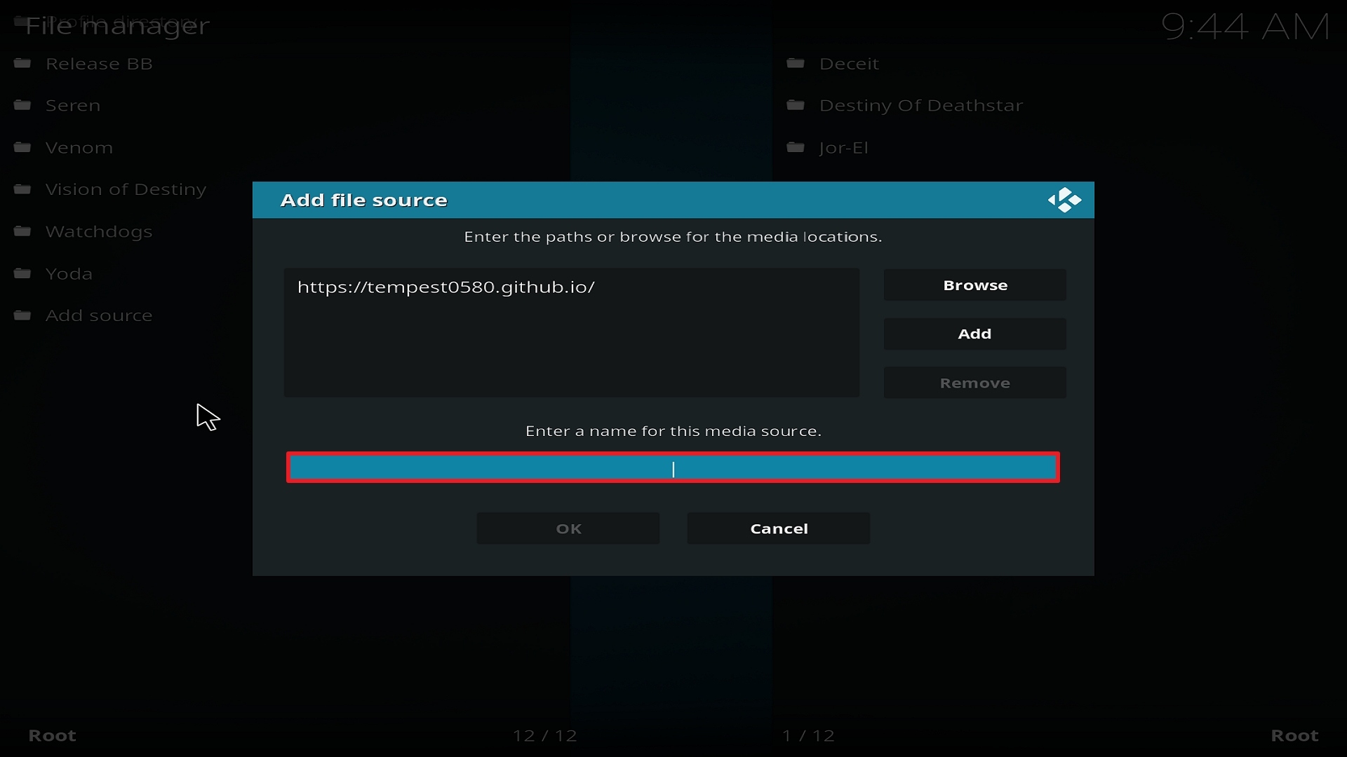 Step 11 Installing Tempest on Kodi