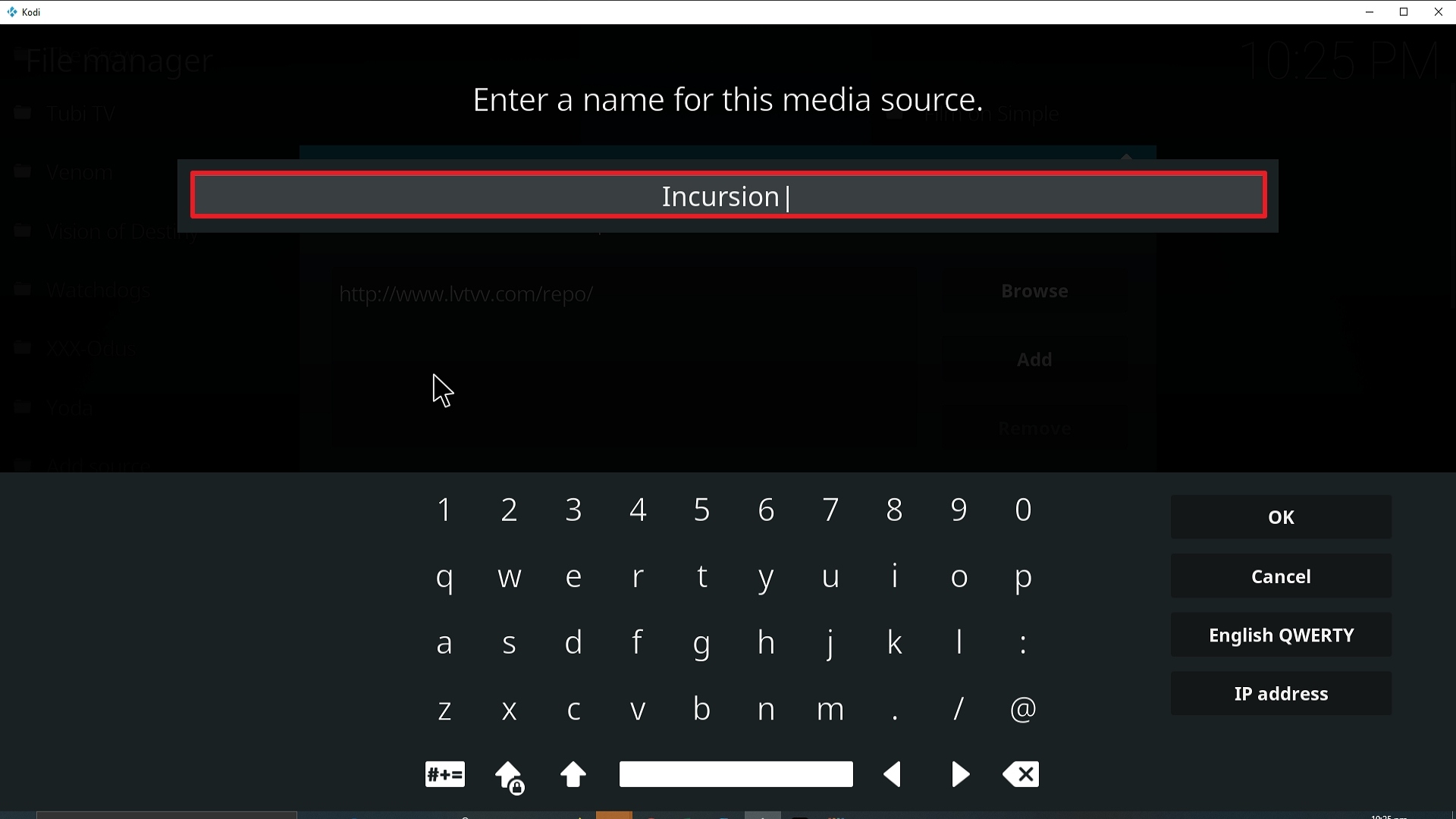 Step 12 Installing Incursion addon on Kodi