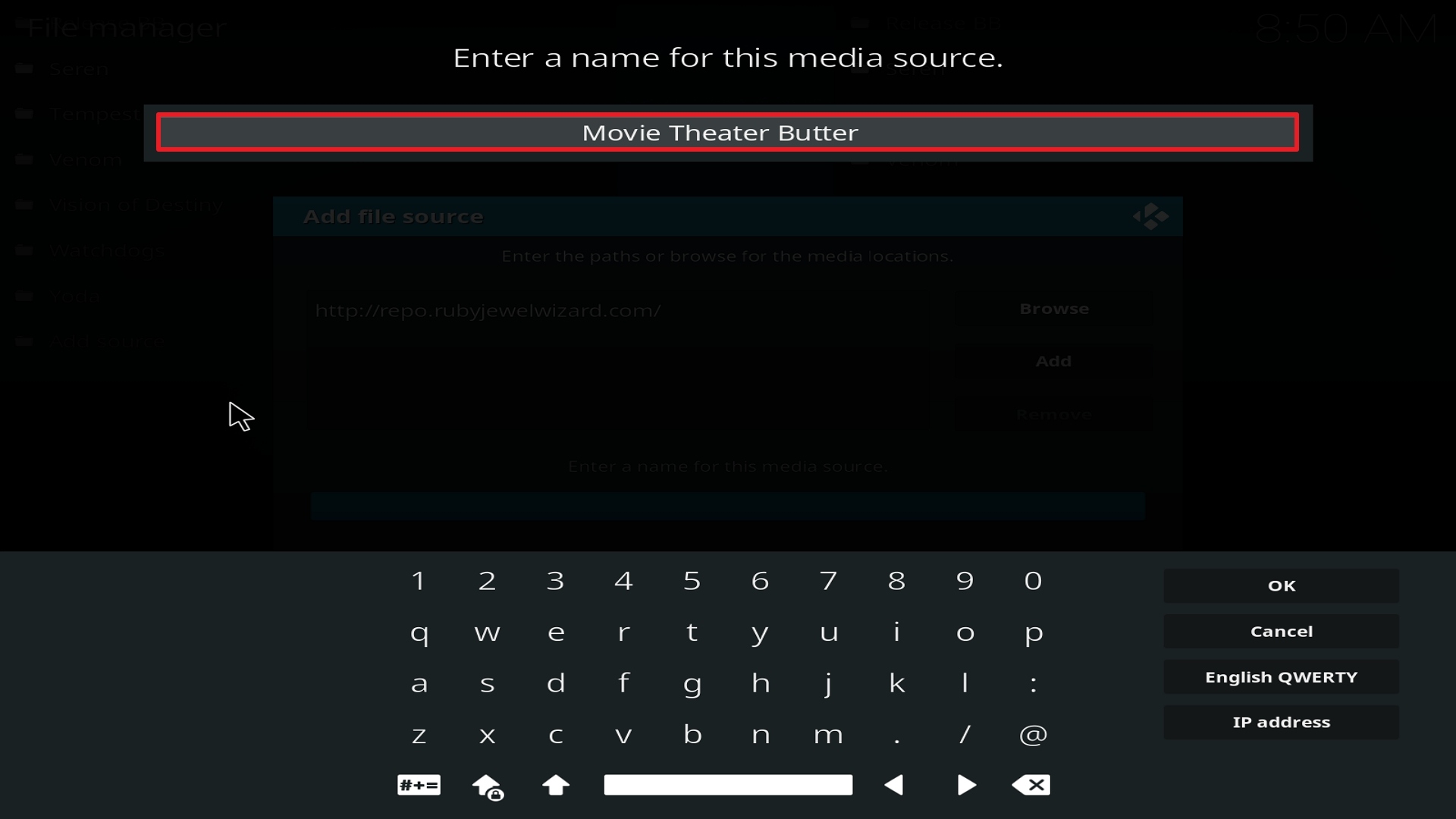 Step 12 Installing Movie Theater Butter addon on Kodi