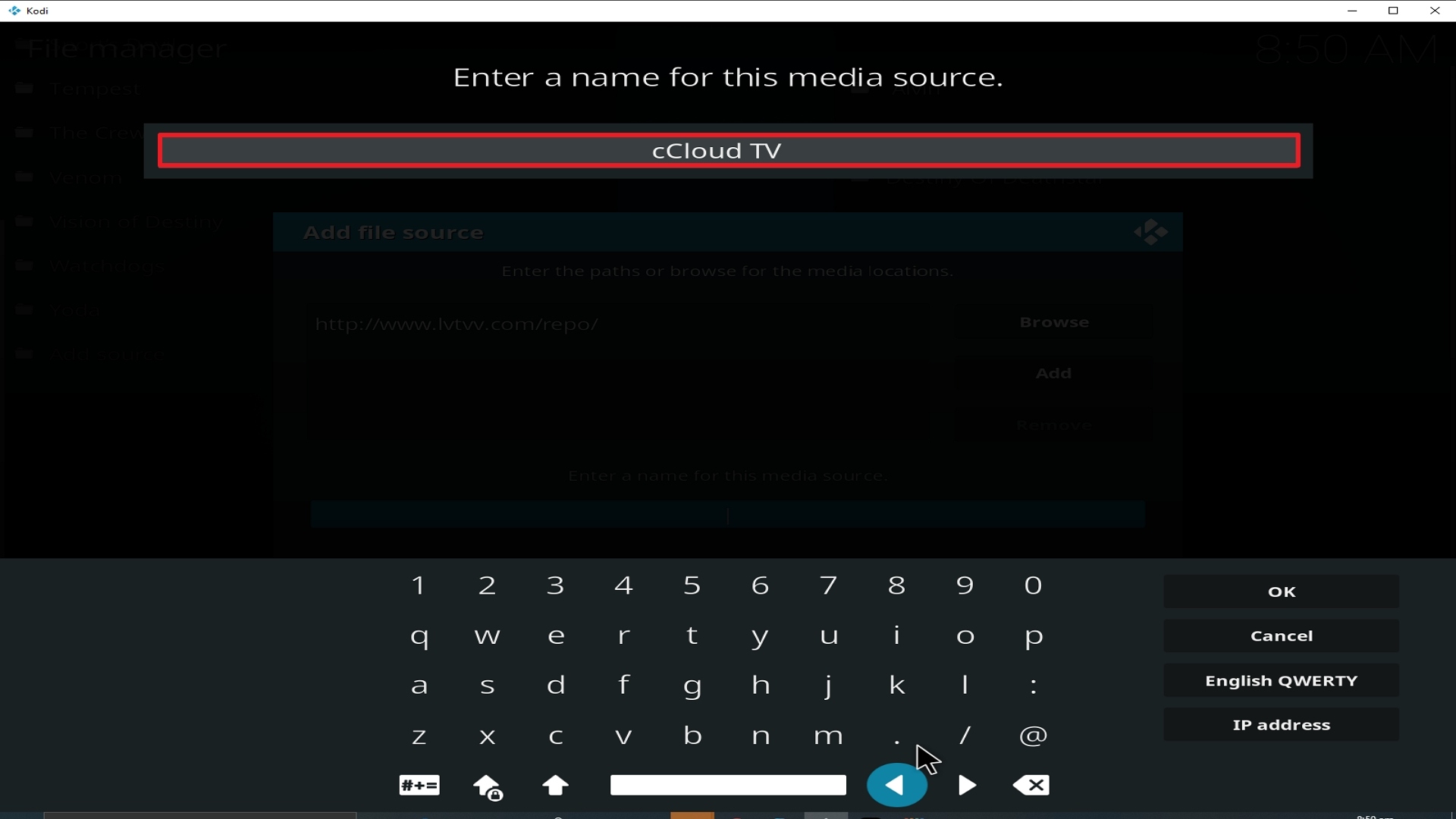Step 12 Installing cCloud TV addon on Kodi
