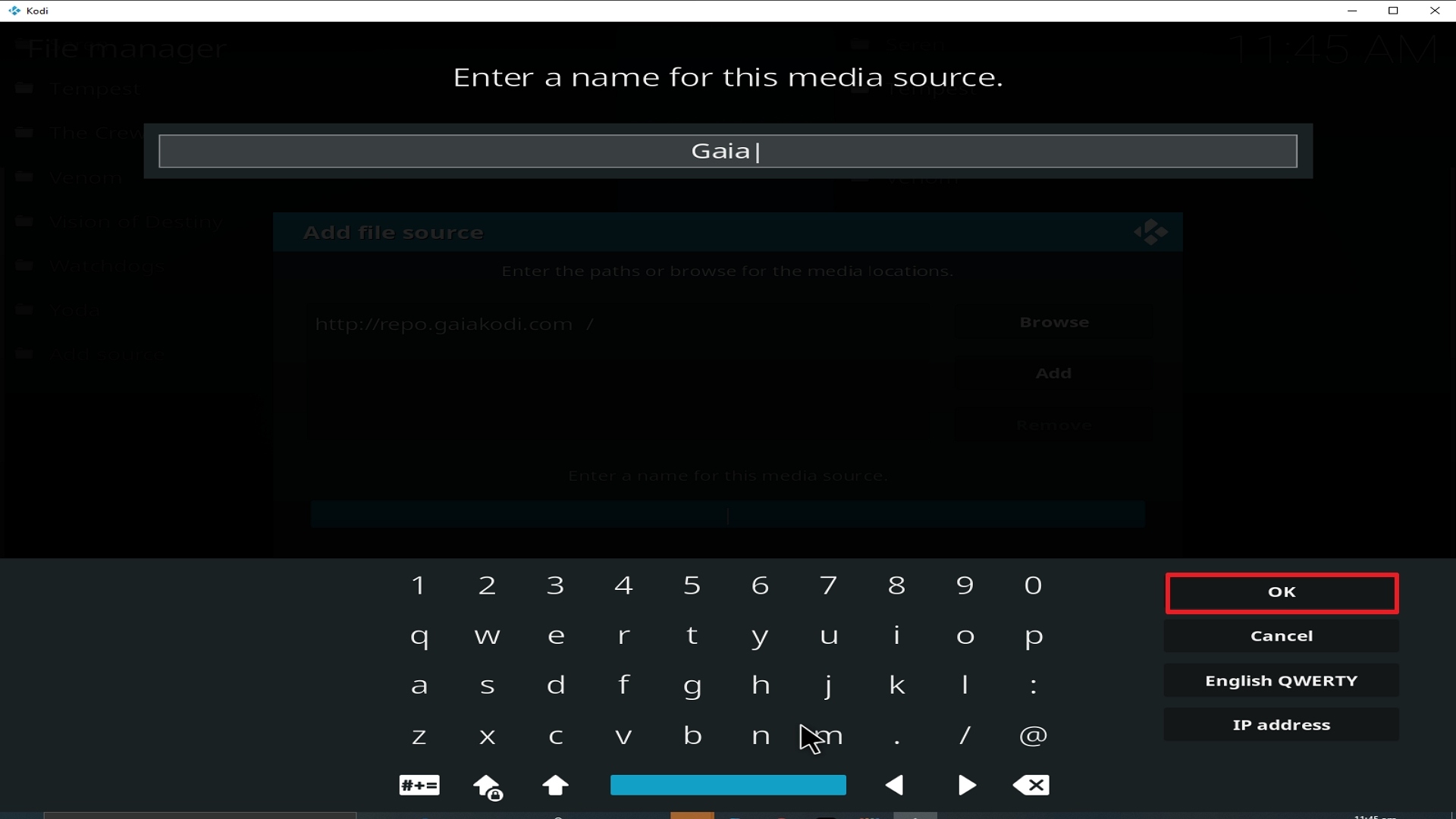 Step 13 Installing Gaia addon on Kodi