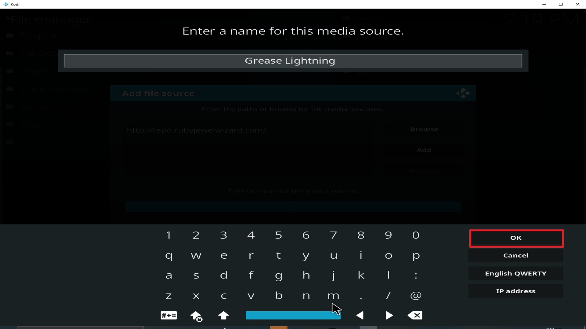 Step 13 Installing Grease Lightning addon on Kodi