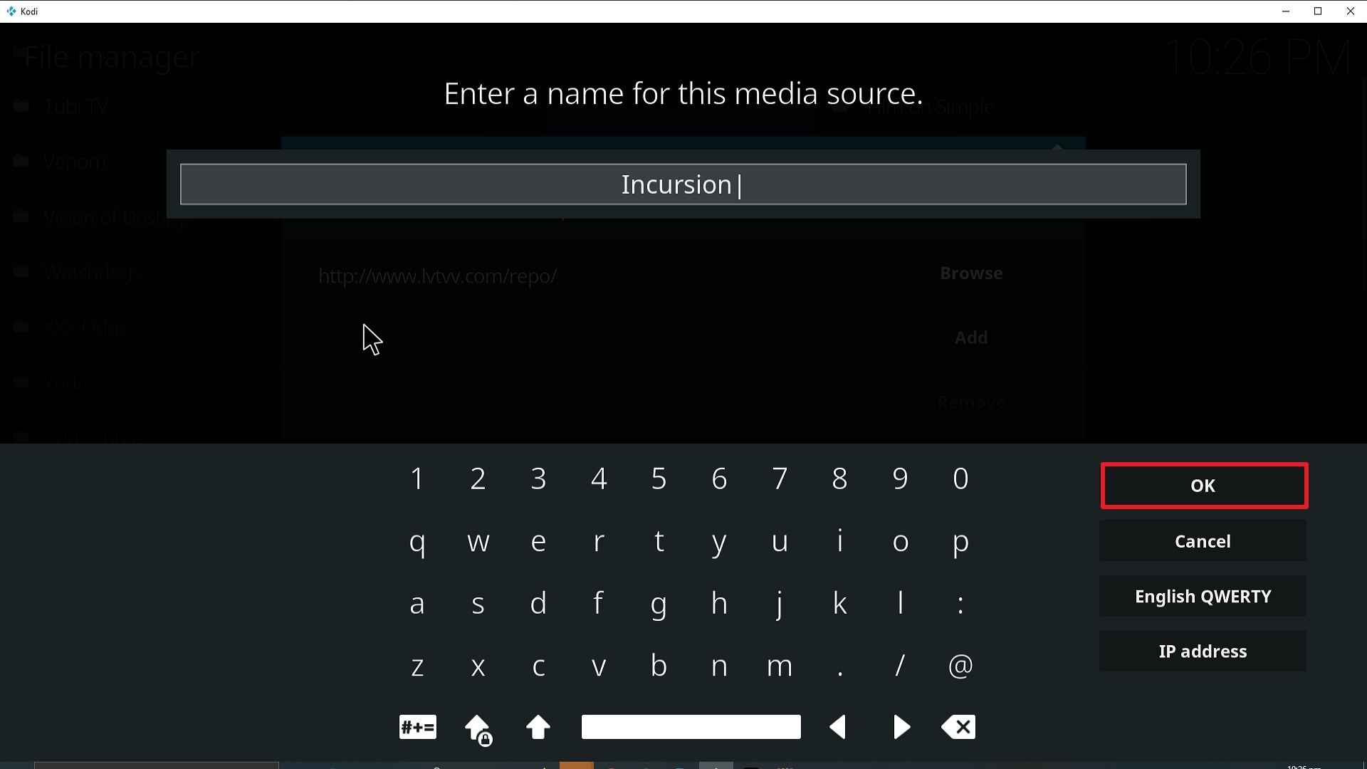 Step 13 Installing Incursion addon on Kodi