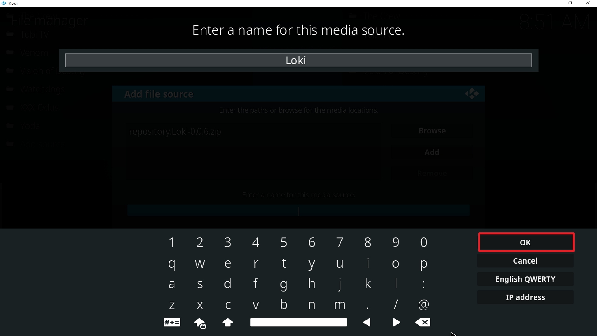 Step 13 Installing Loki addon on Kodi