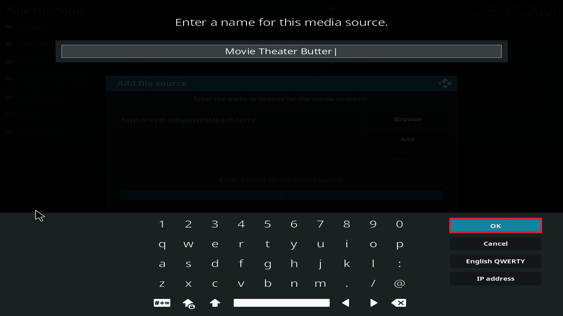 Step 13 Installing Movie Theater Butter addon on Kodi
