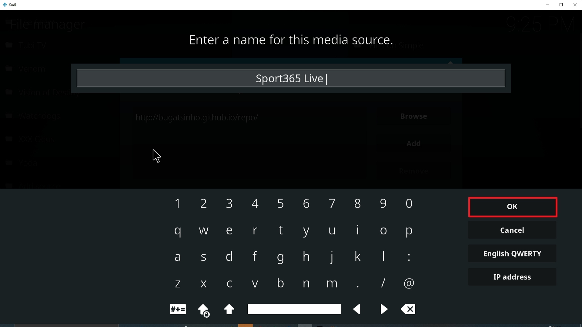 Step 13 Installing Sport365 Live addon on Kodi