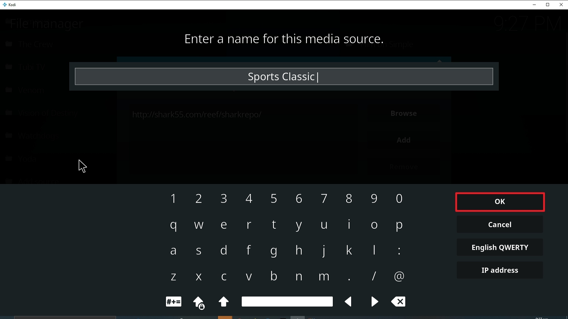 Step 13 Installing Sports Classic Kodi