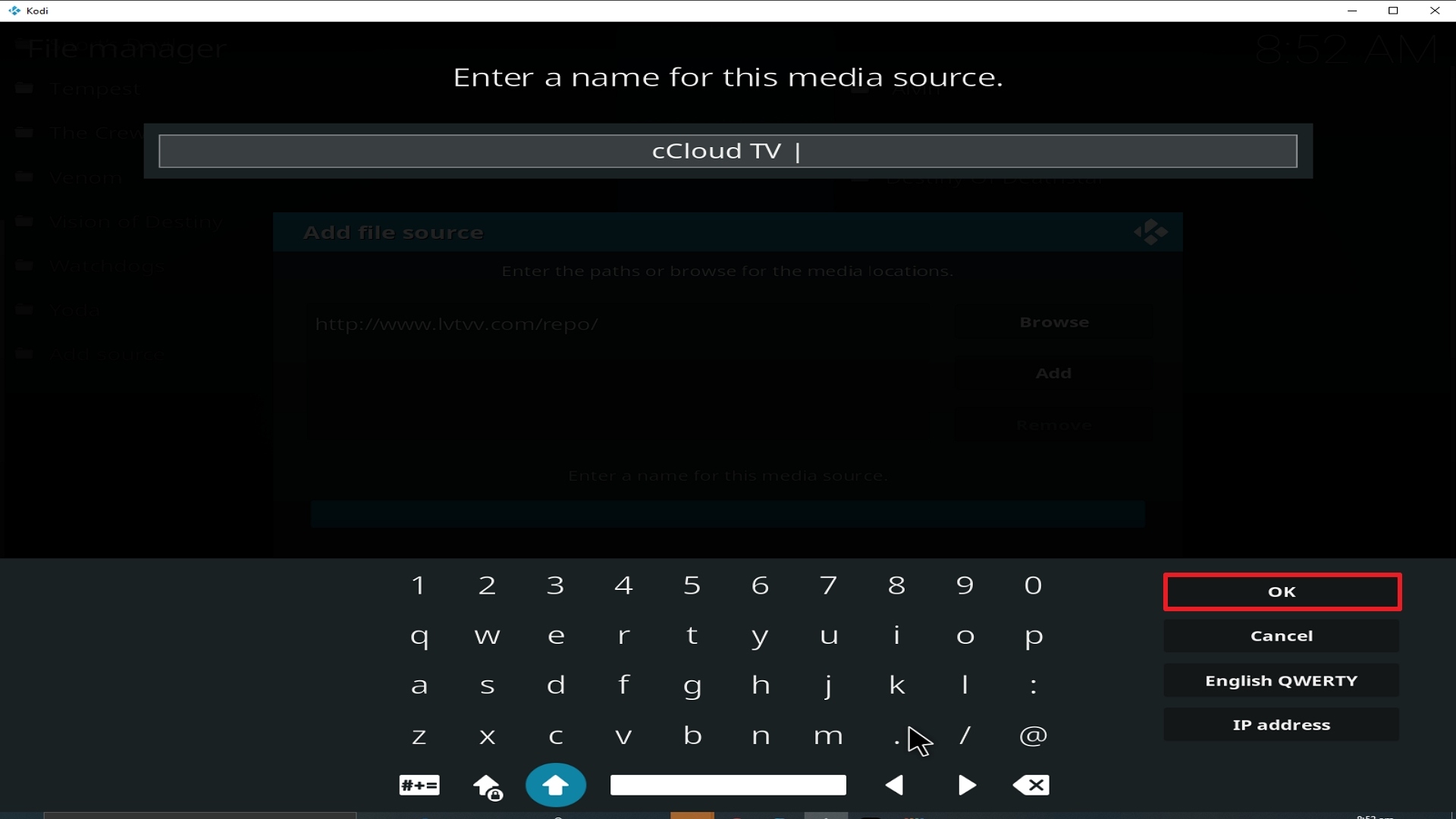 Step 13 Installing cCloud TV addon on Kodi