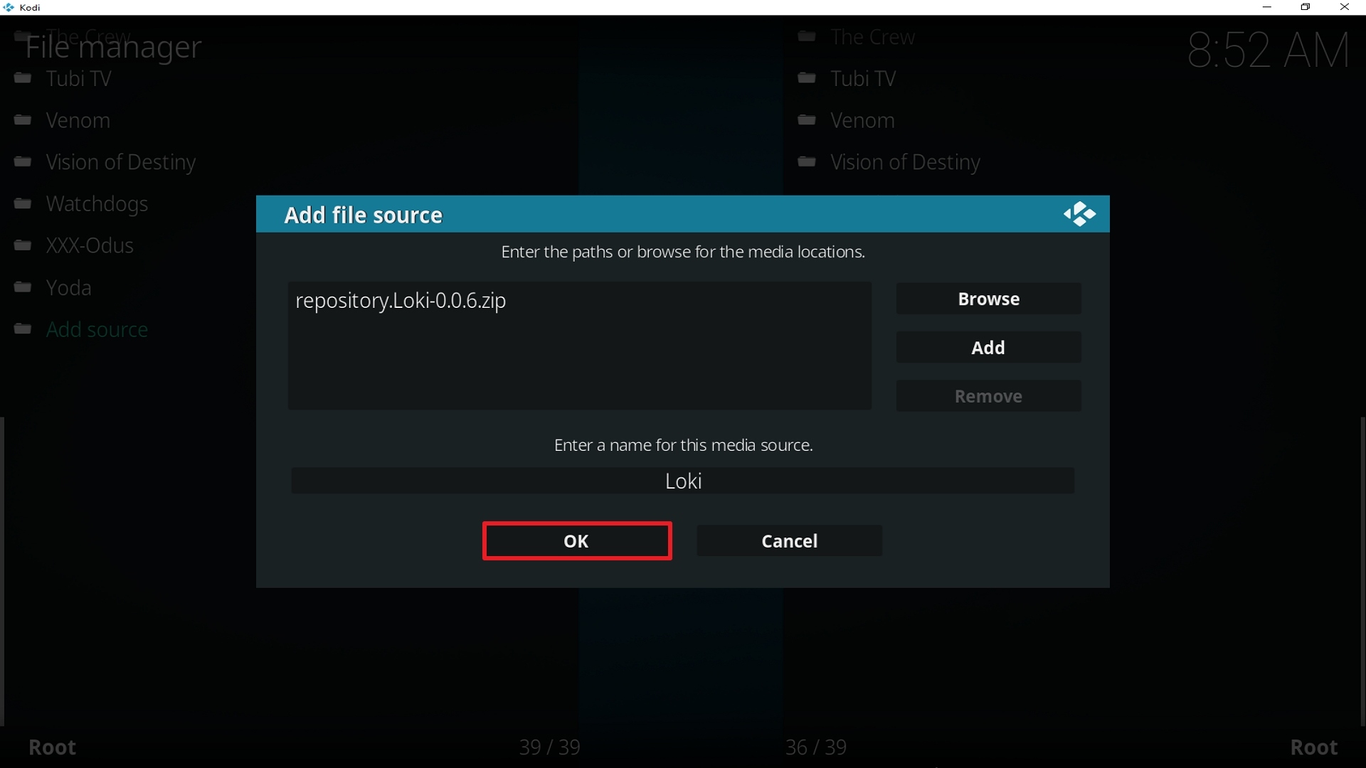 Step 14 Installing Loki addon on Kodi