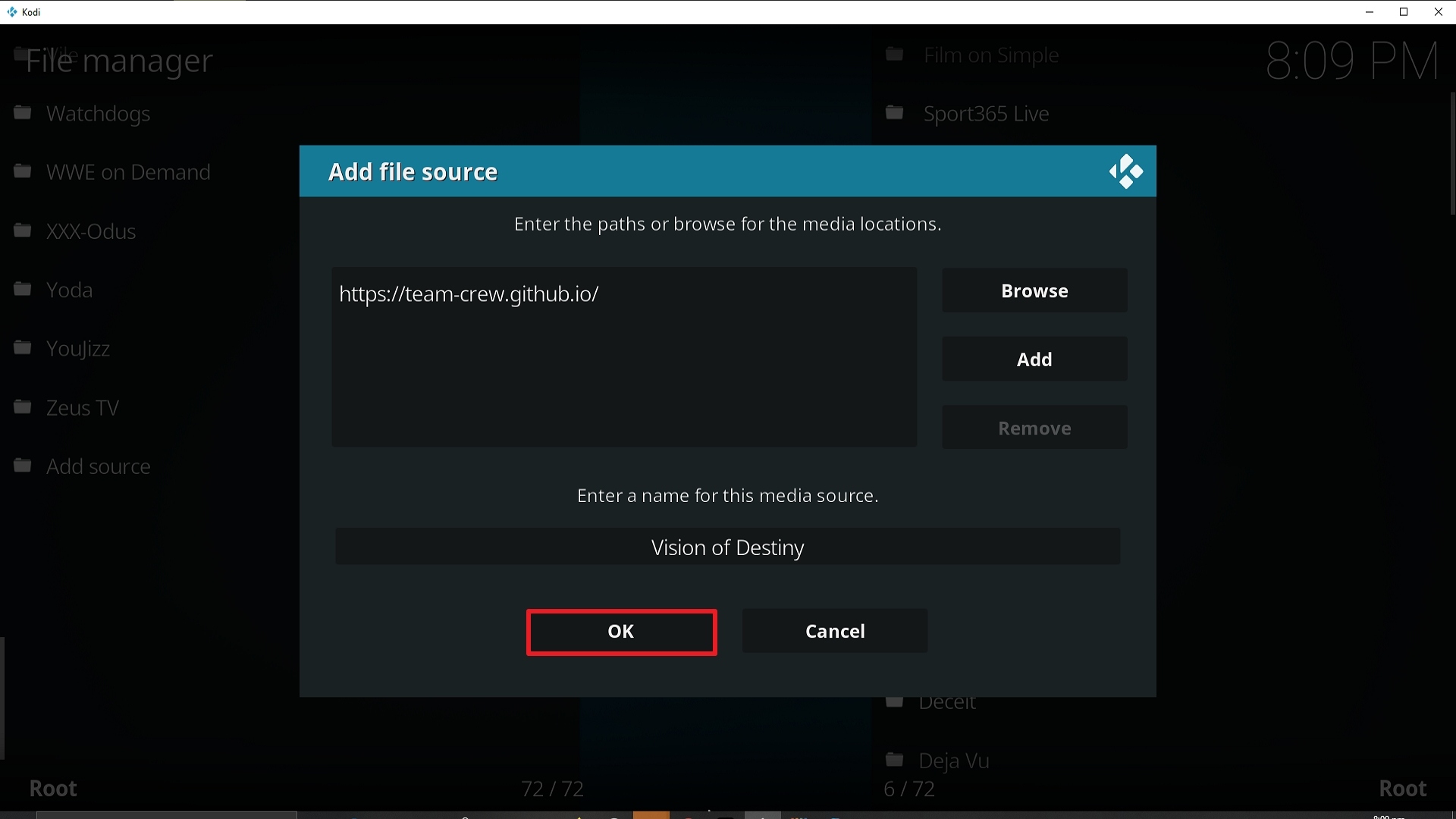 Step 14 Installing Vision of Destiny addon on Kodi