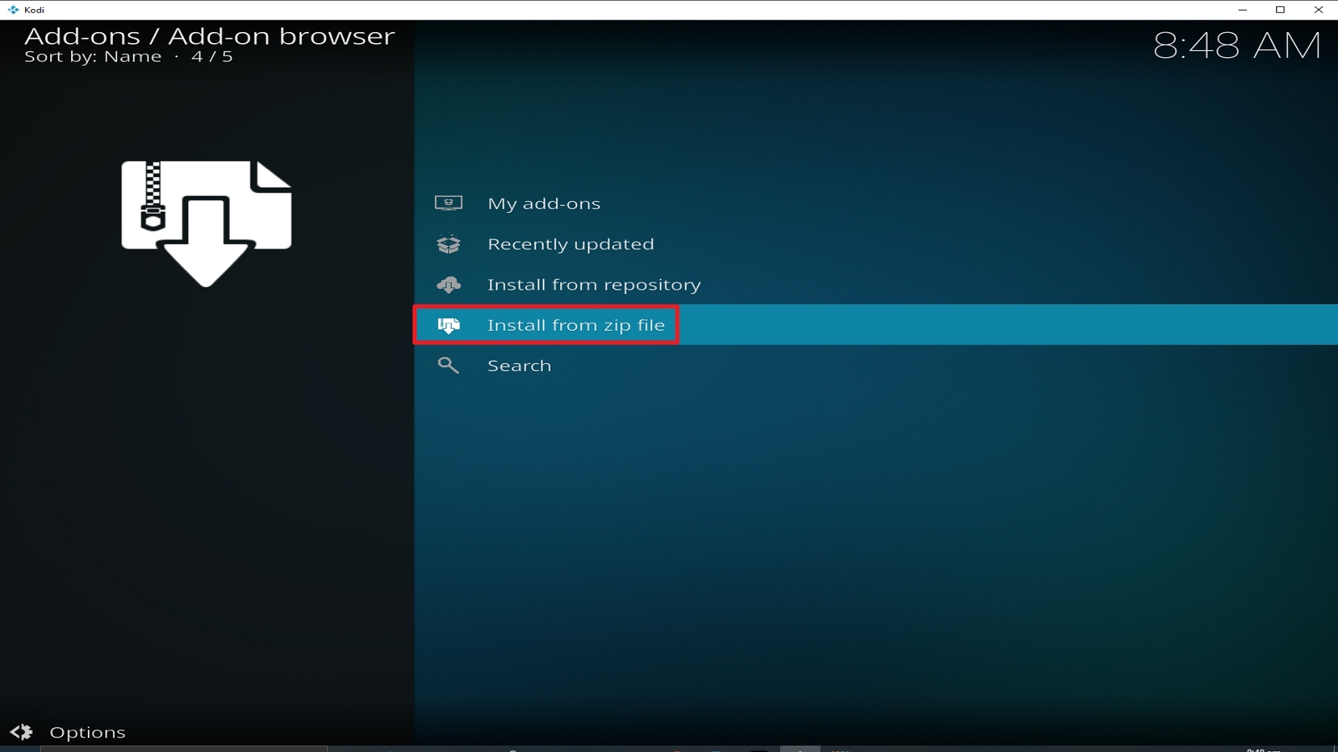 Step 16 Installing Mirror addon on Kodi
