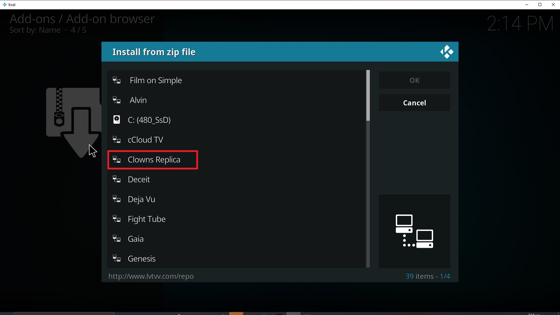 Step 17 Installing Clowns RepLica addon on Kodi