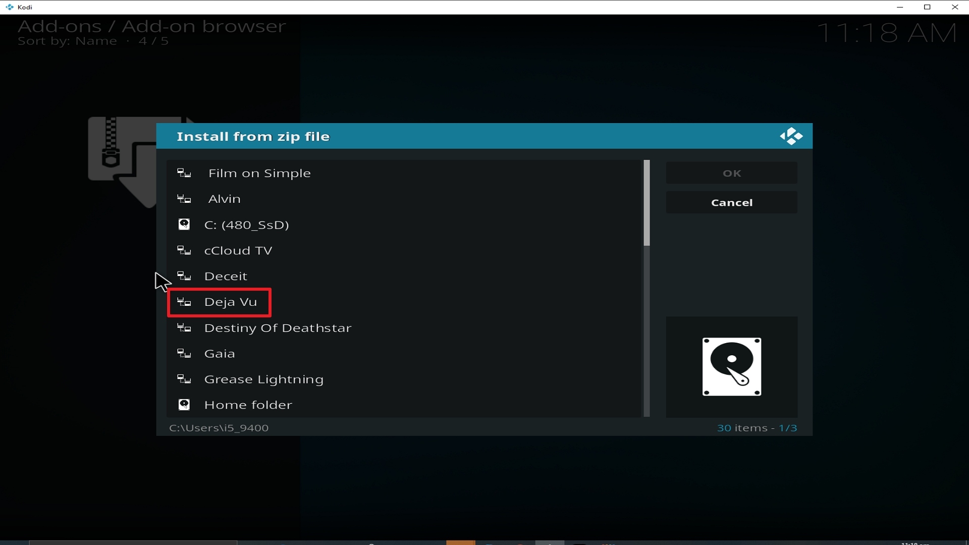 Step 17 Installing Deja Vu addon on Kodi
