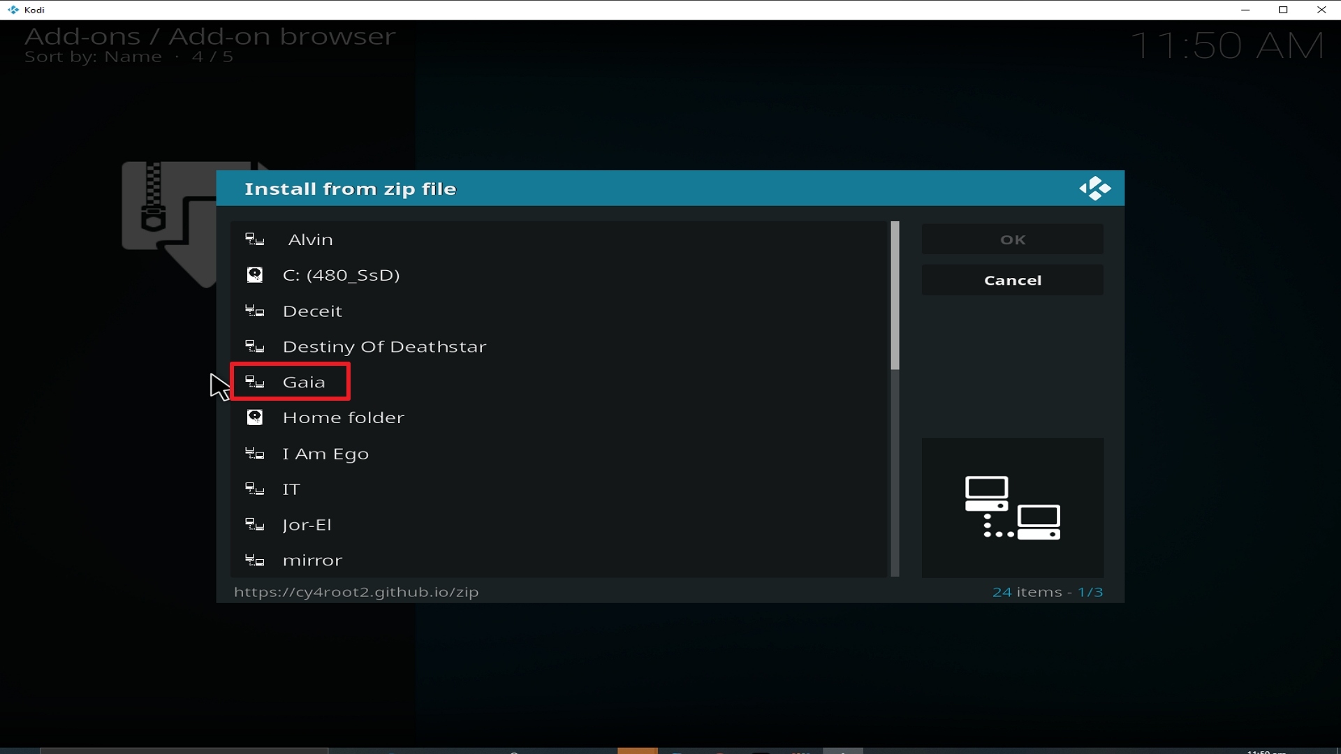 Step 17 Installing Gaia addon on Kodi