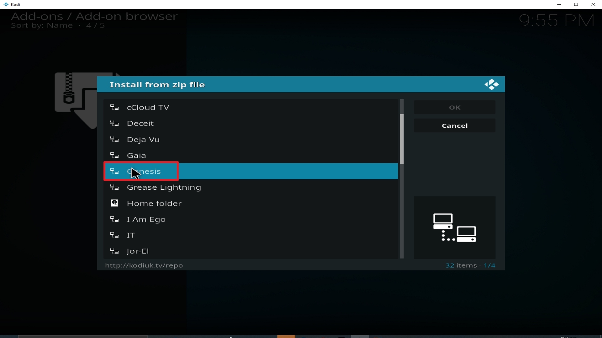 Step 17 Installing Genesis addon on Kodi