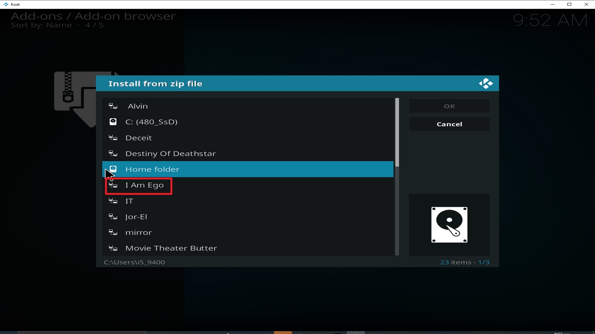 Step 17 Installing I Am Ego addon on Kodi