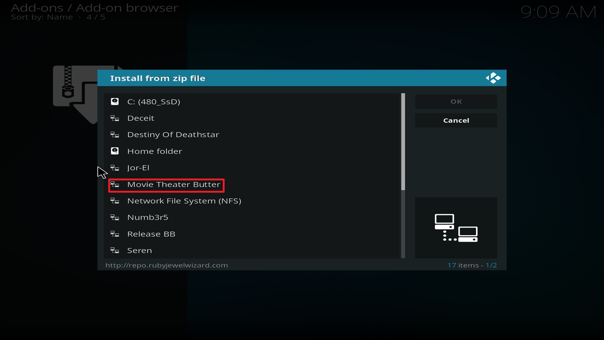 Step 17 Installing Movie Theater Butter addon on Kodi.