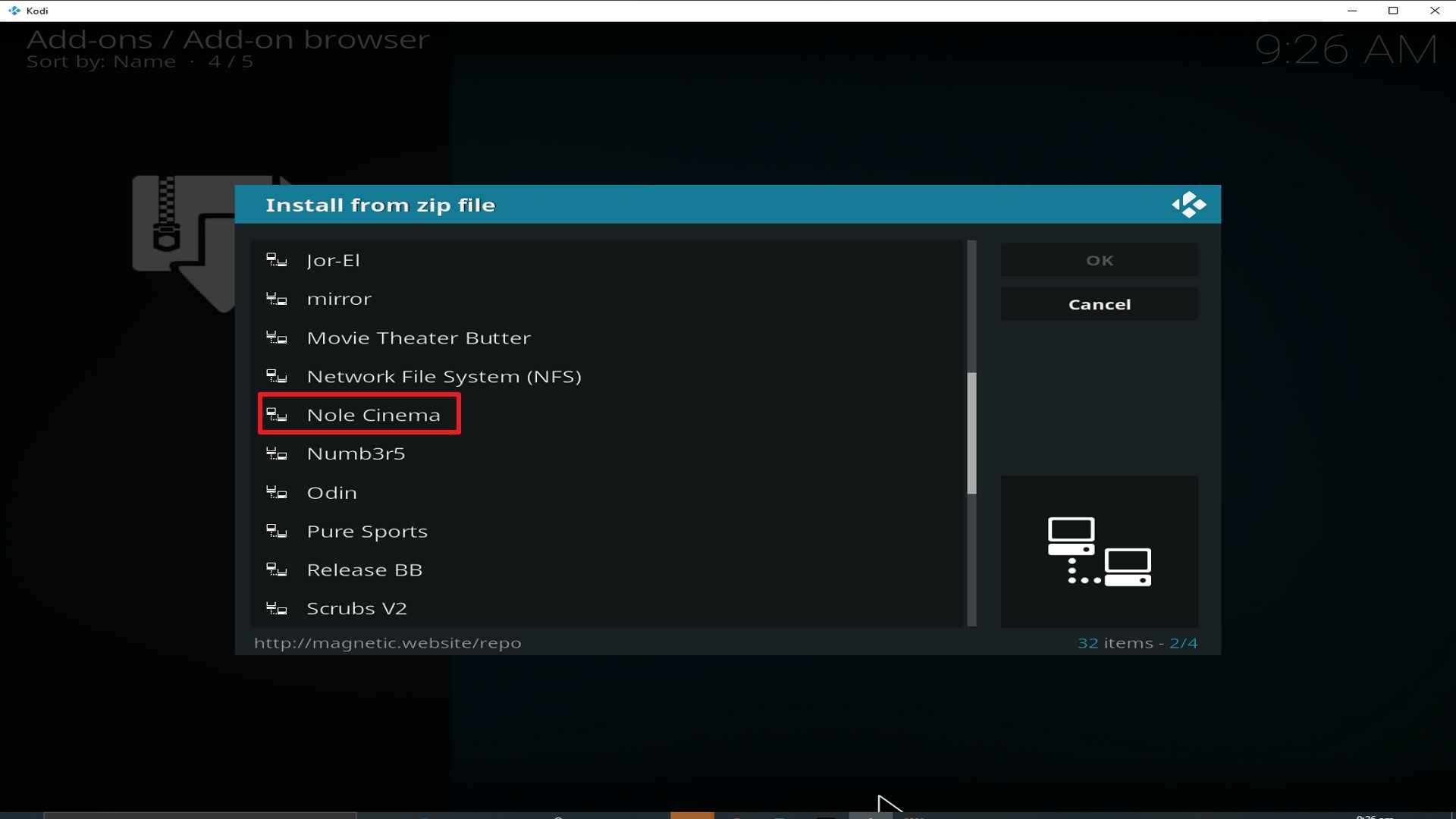 Step 17 Installing Nole Cinema addon on Kodi