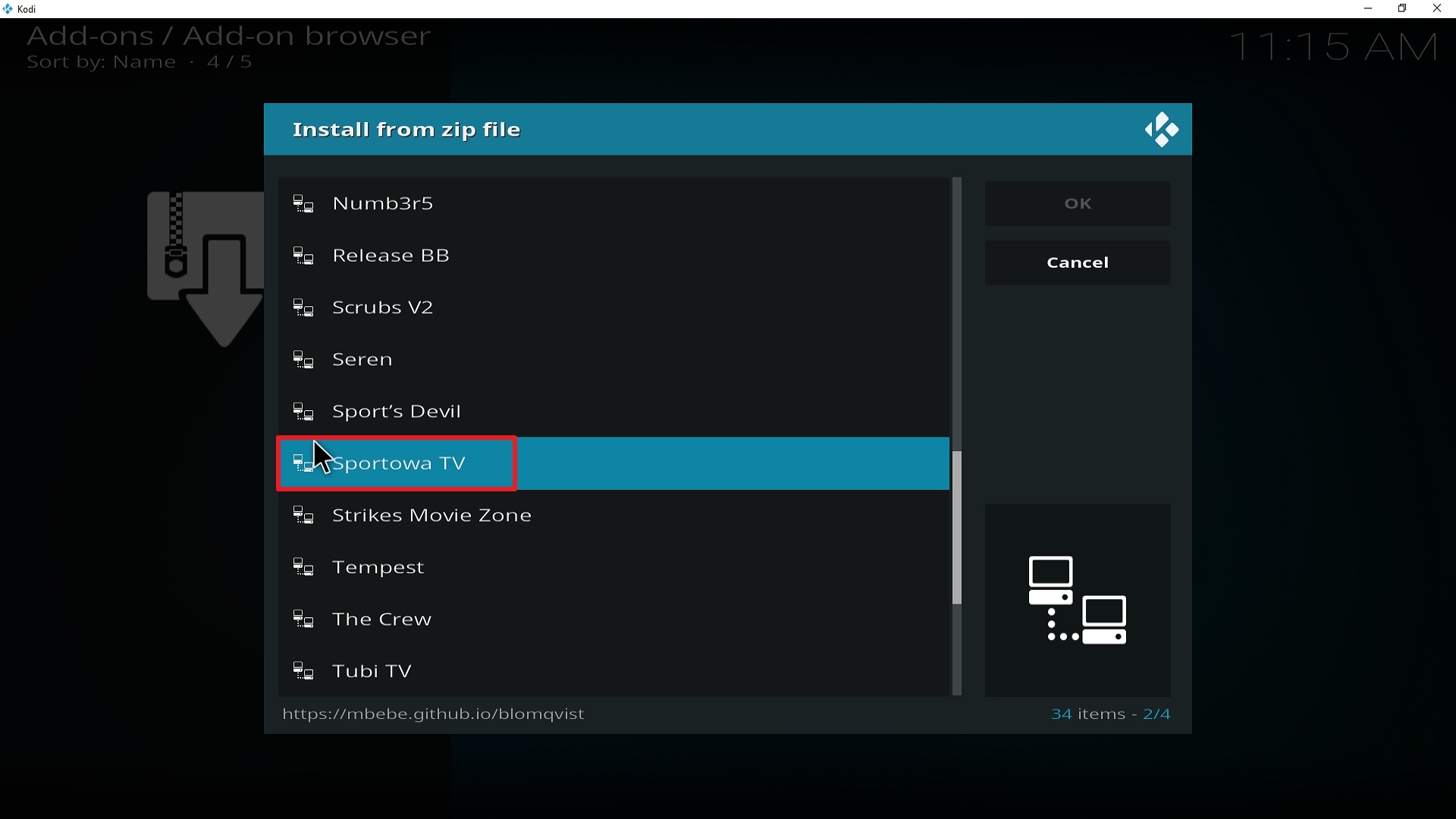 Step 17 Installing Sportowa TV addon on Kodi