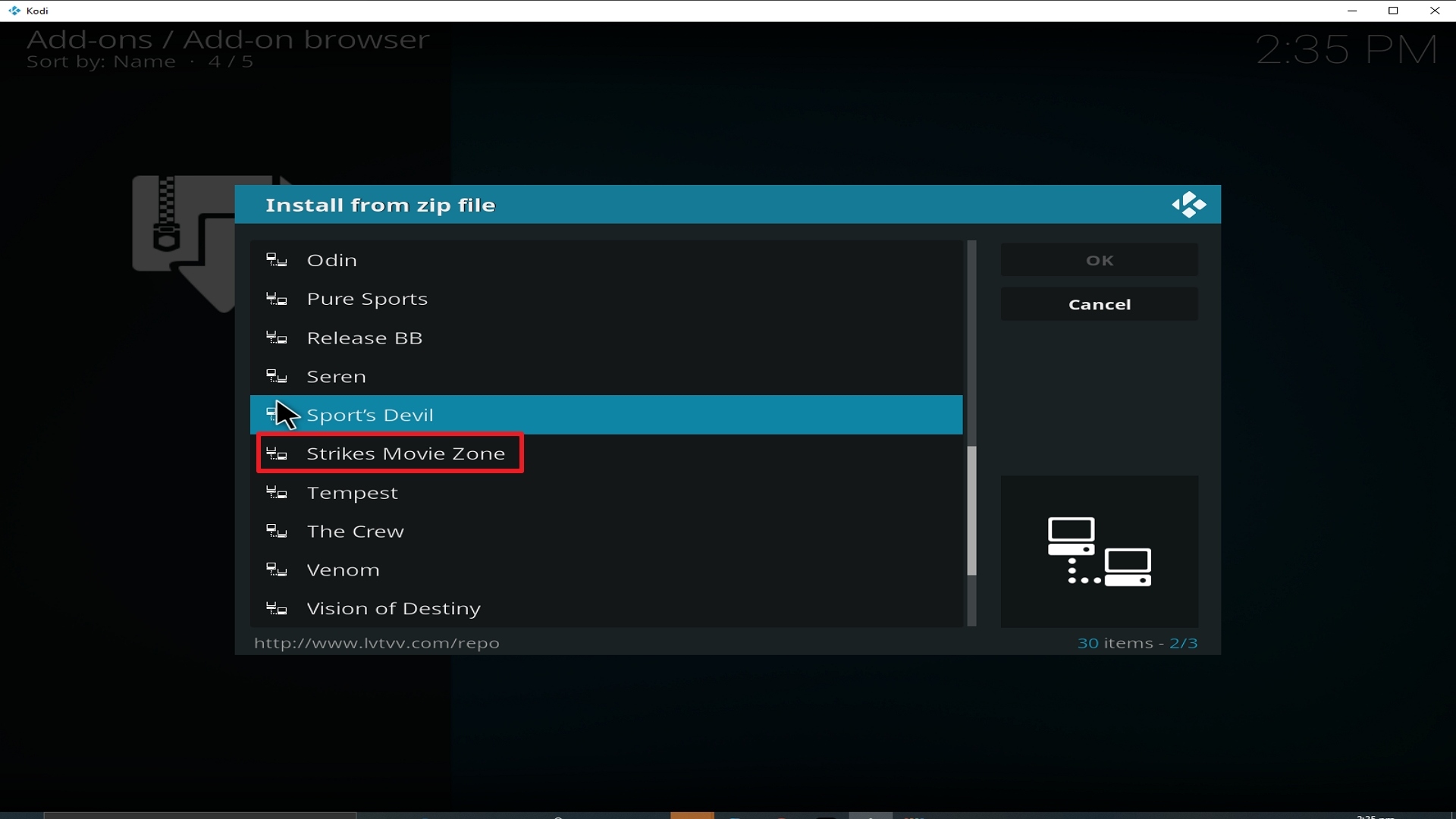 Step 17 Installing Strikes Movie Zone addon on Kodi