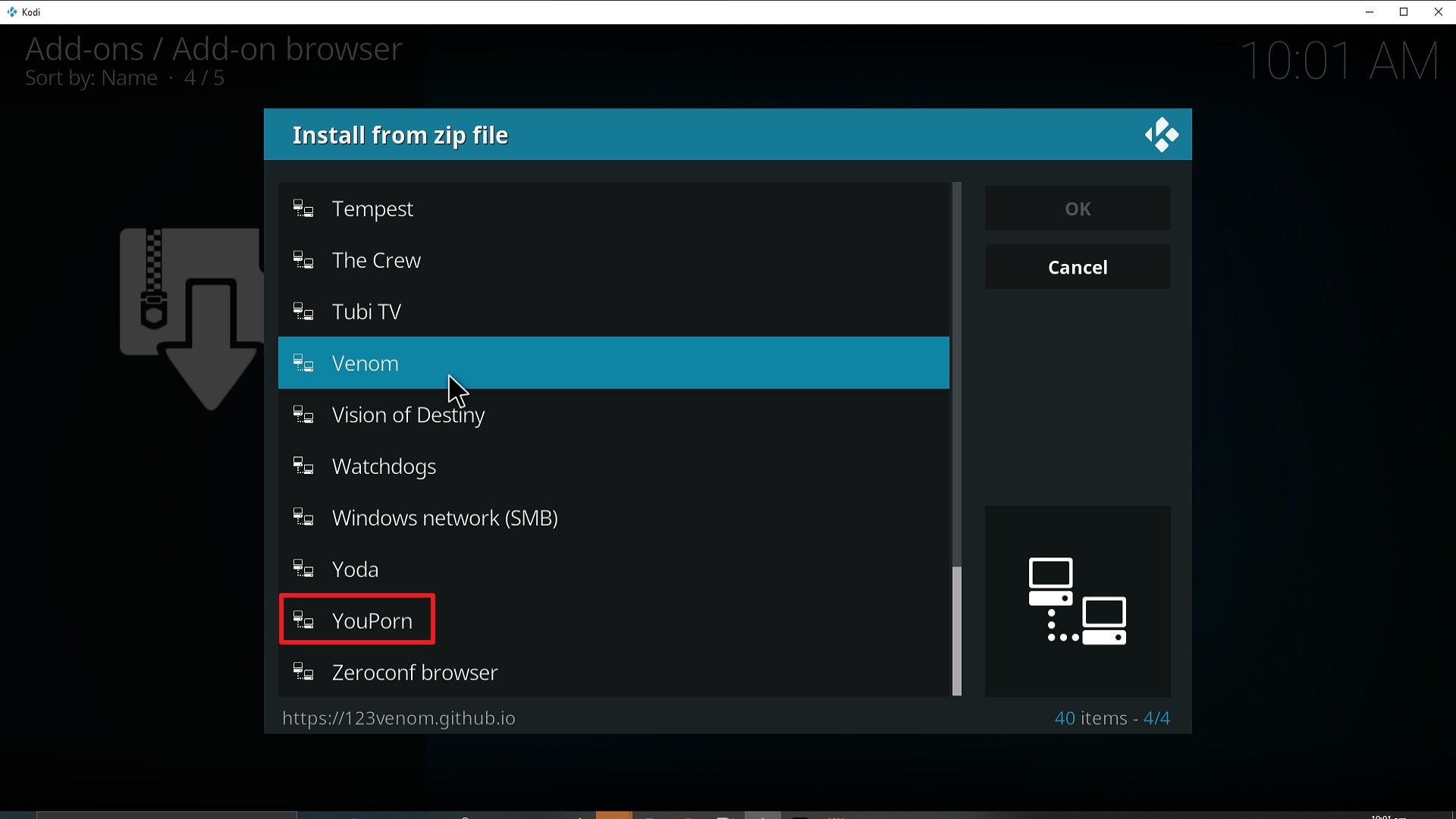 Step 17 Installing YouPorn addon on Kodi