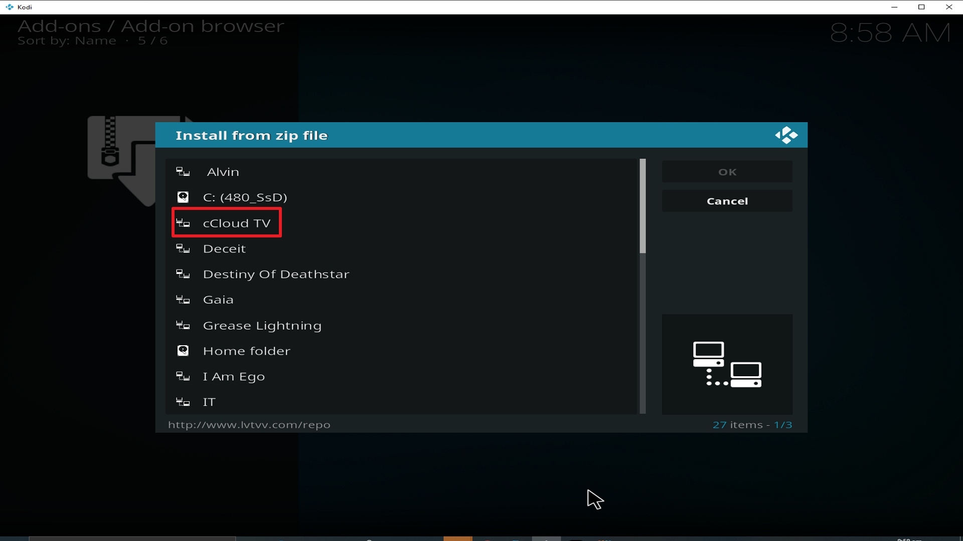 Step 17 Installing cCloud TV addon on Kodi