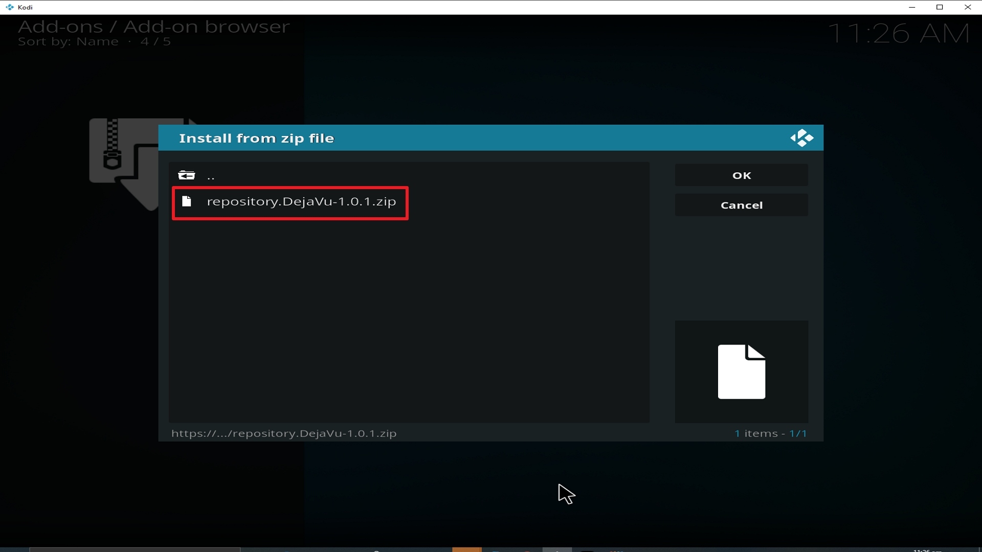 Step 18 Installing Deja Vu addon on Kodi