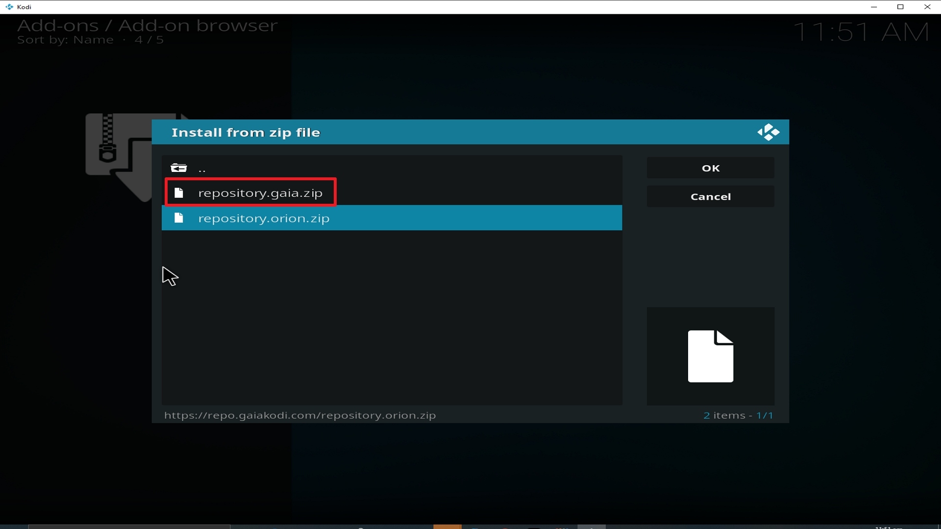 Step 18 Installing Gaia addon on Kodi